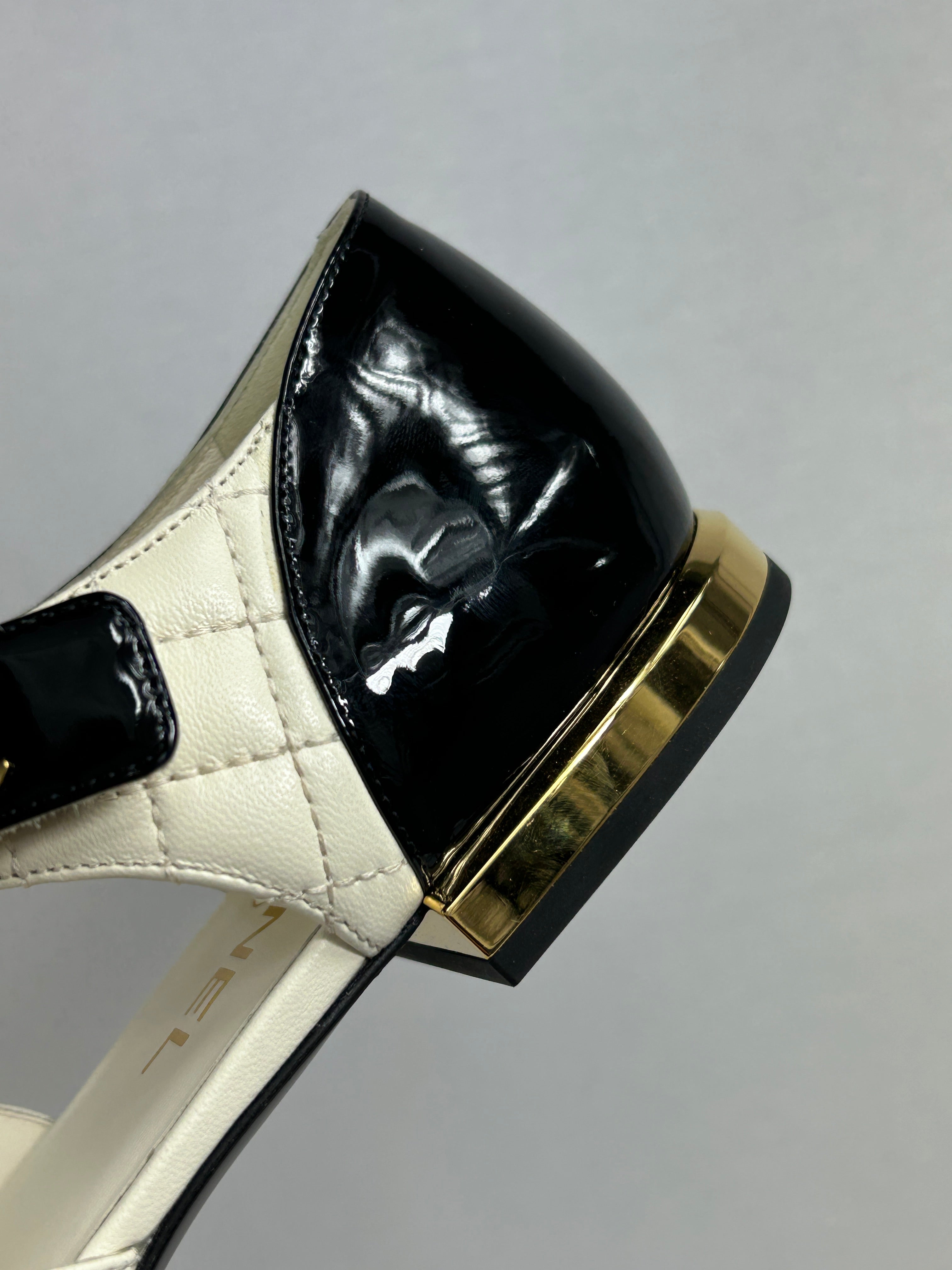 Ivory/Black Mary Jane Leather Shoes