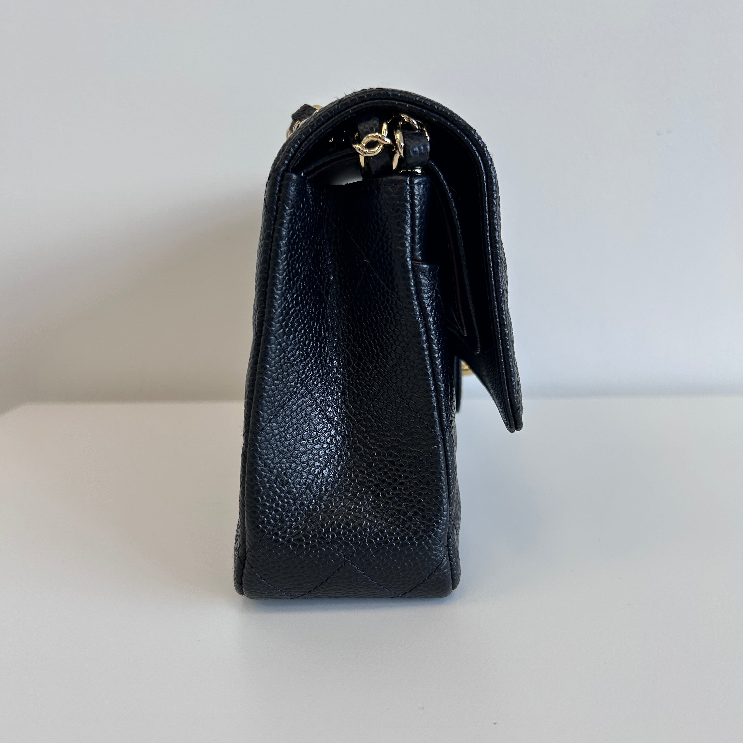 Black Caviar Classic Medium Double Flap Bag w/GHW