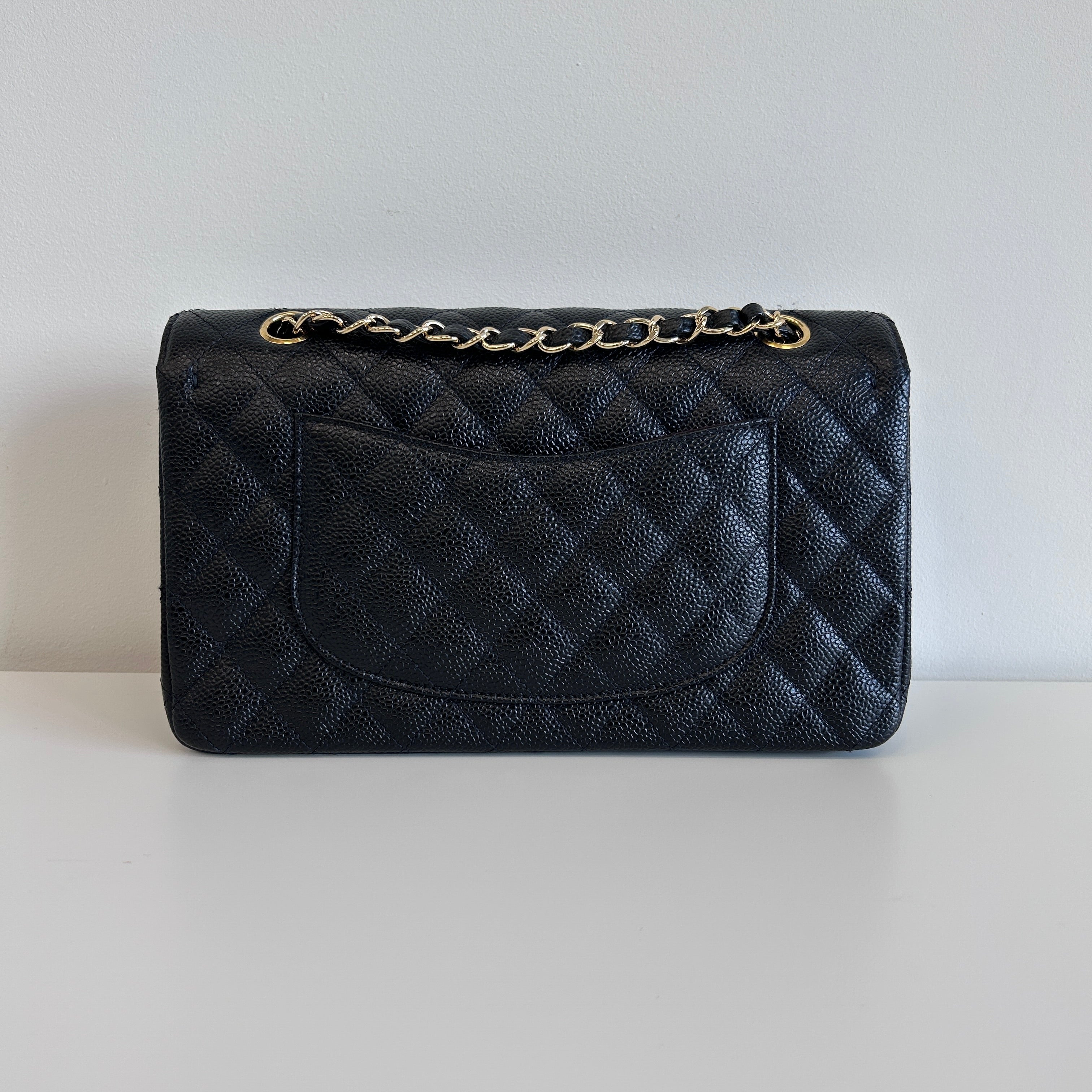 Black Caviar Classic Medium Double Flap Bag w/GHW