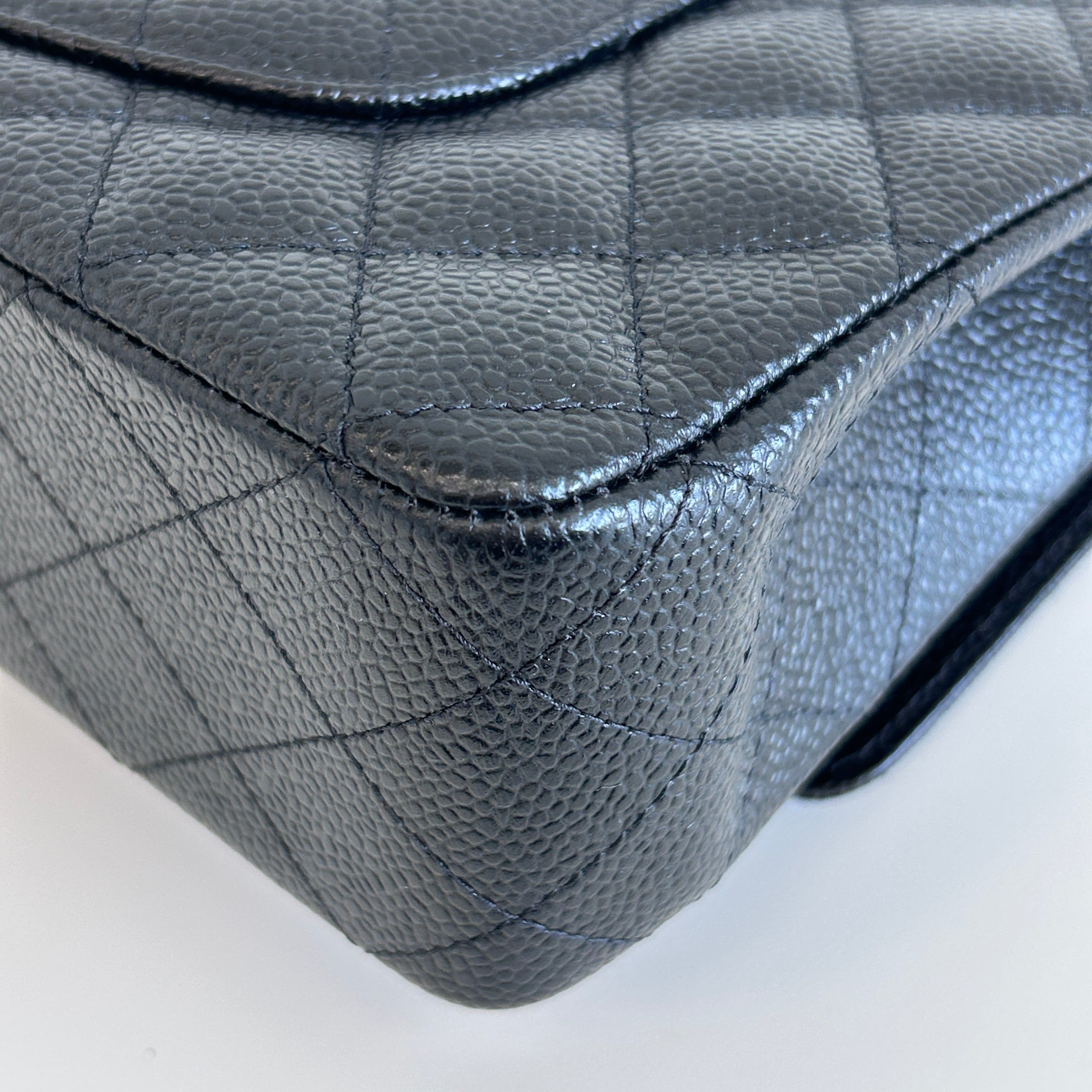 Black Caviar Classic Medium Double Flap Bag w/GHW