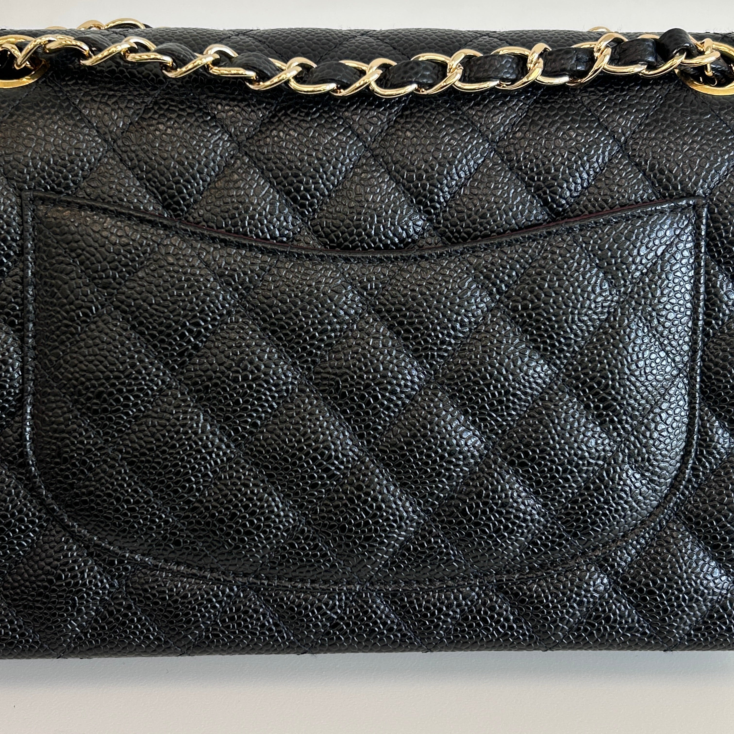Black Caviar Classic Medium Double Flap Bag w/GHW