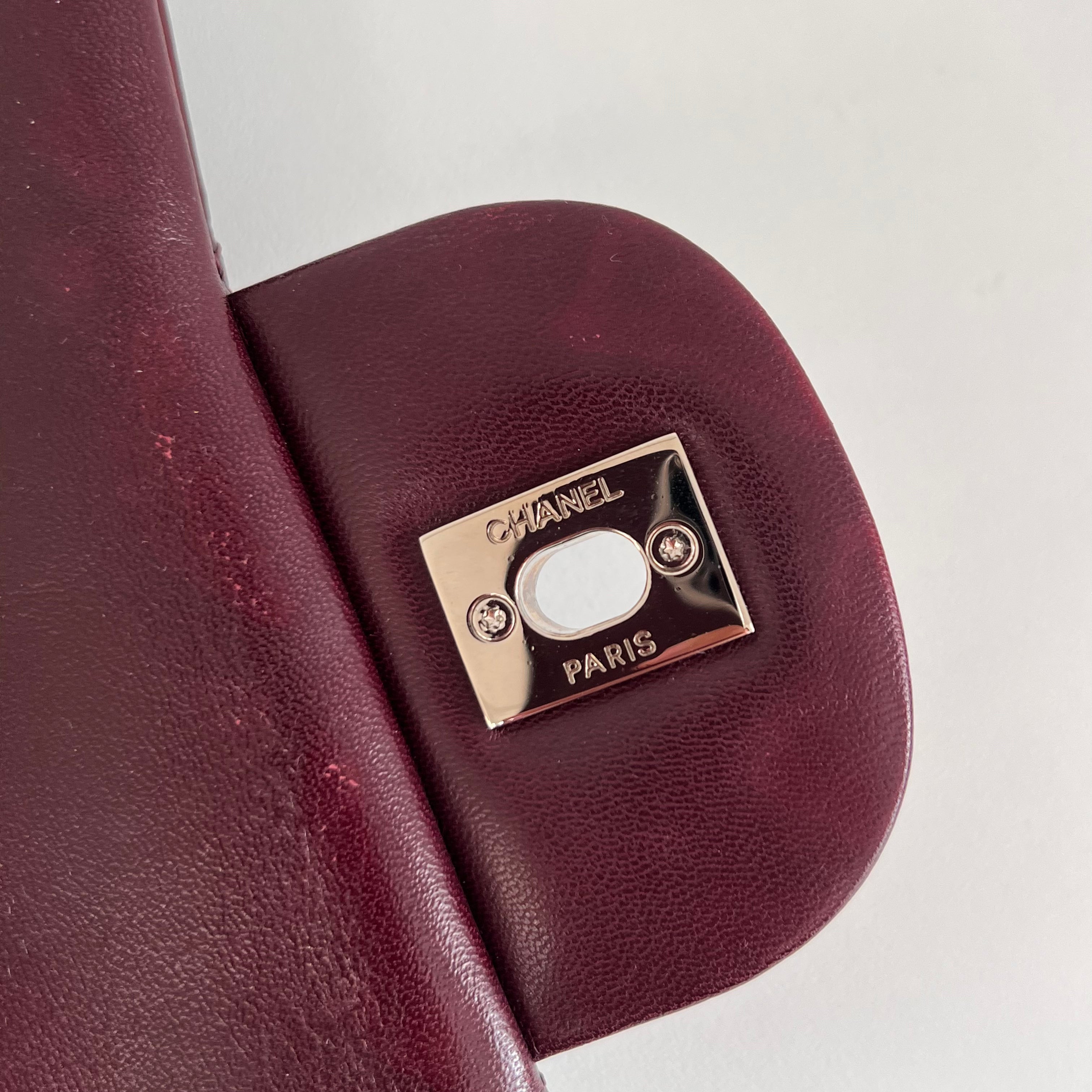 Burgundy Quilted Patent Leather Single Flap Bag w/SHW