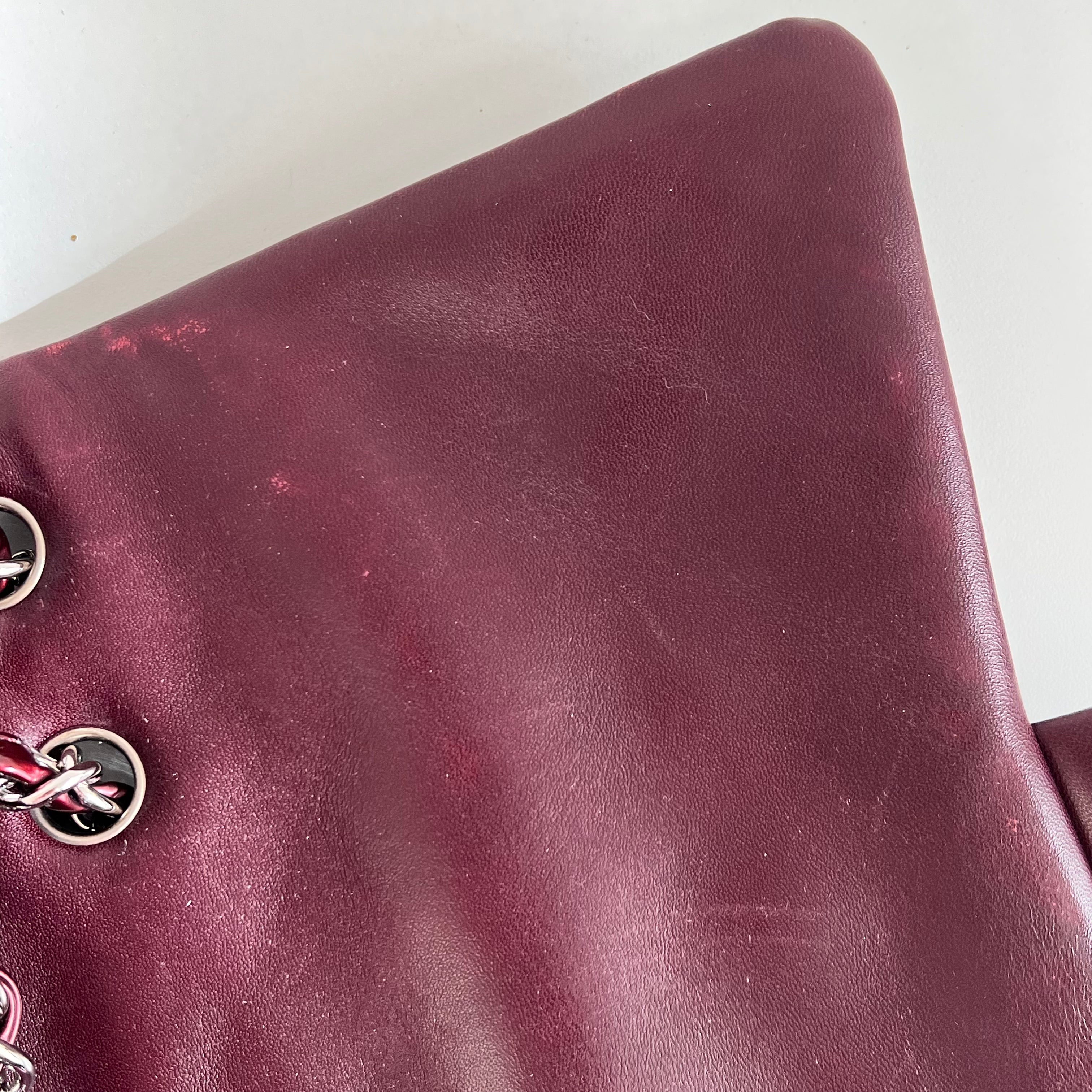 Burgundy Quilted Patent Leather Single Flap Bag w/SHW