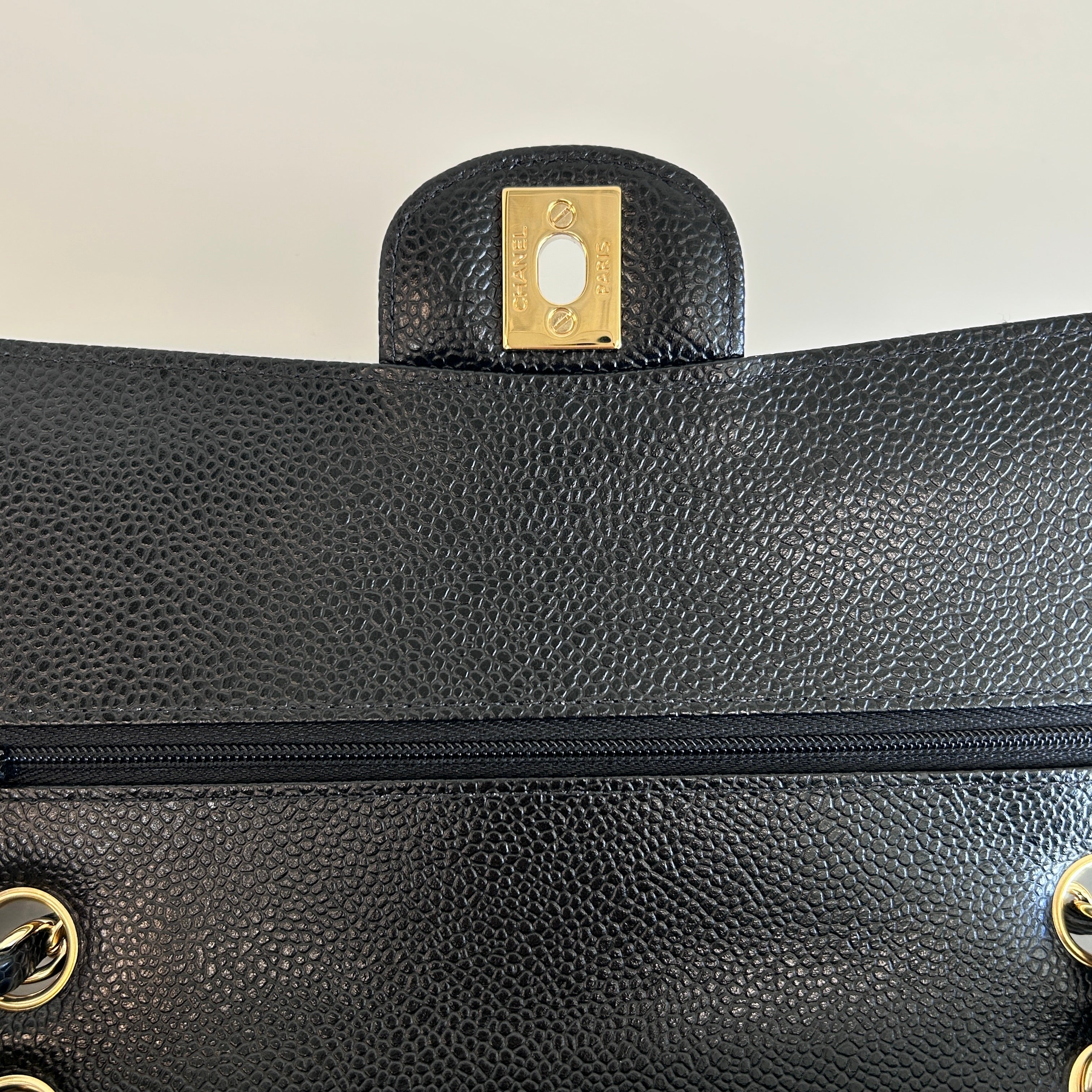 Black Caviar Classic Medium Double Flap Bag w/GHW