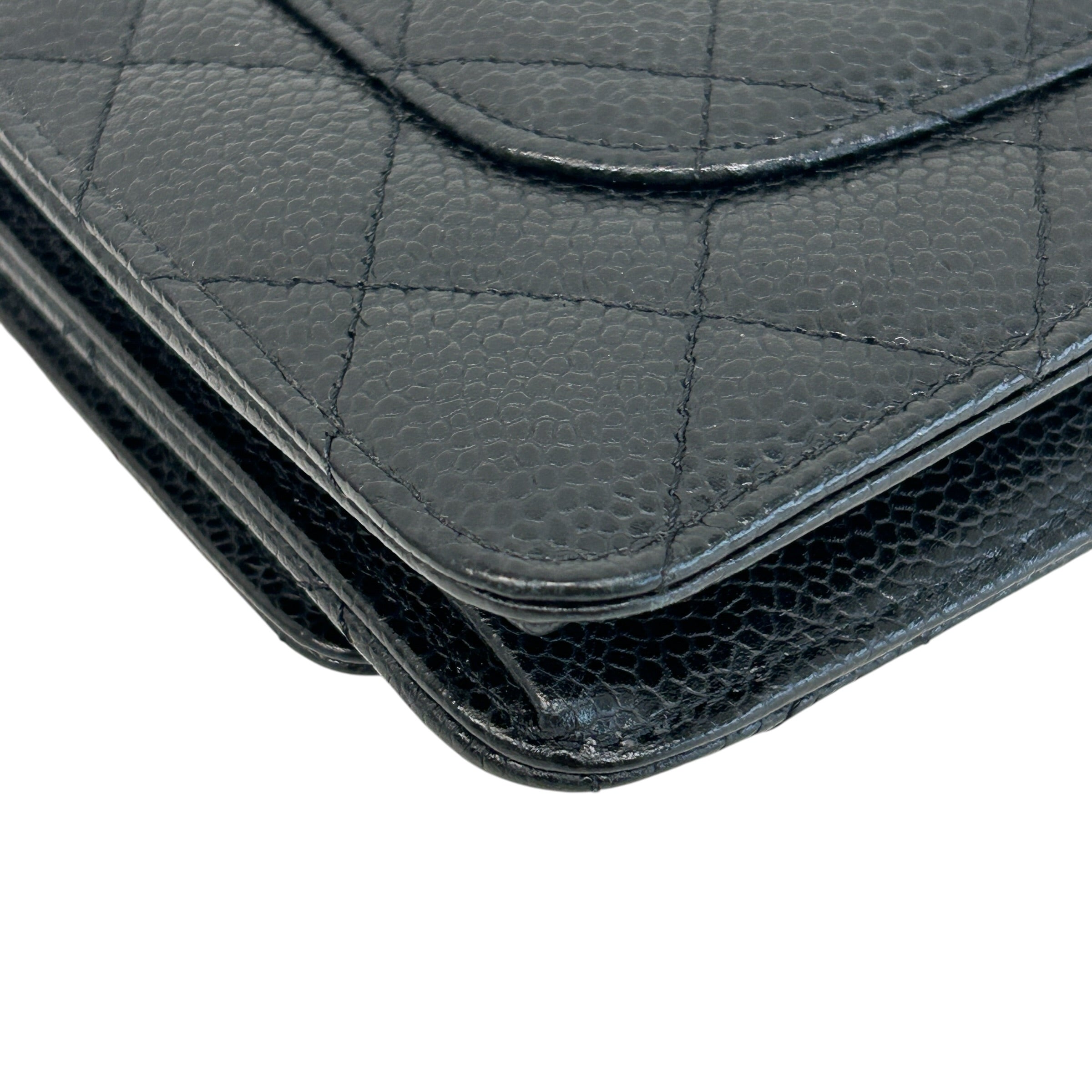 Black Caviar Quilted Classics Wallet On Chain WOC w/GHW