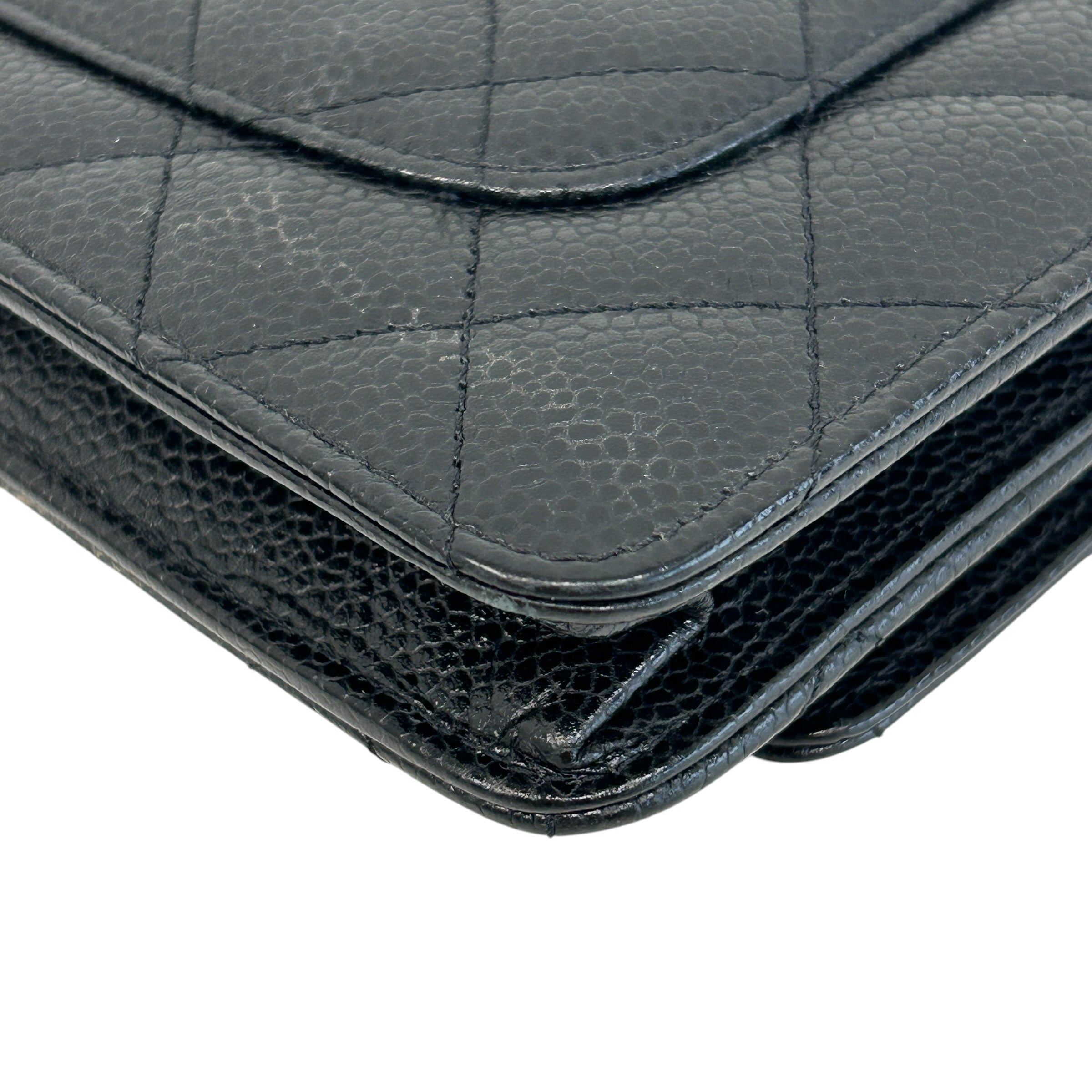 Black Caviar Quilted Classics Wallet On Chain WOC w/GHW