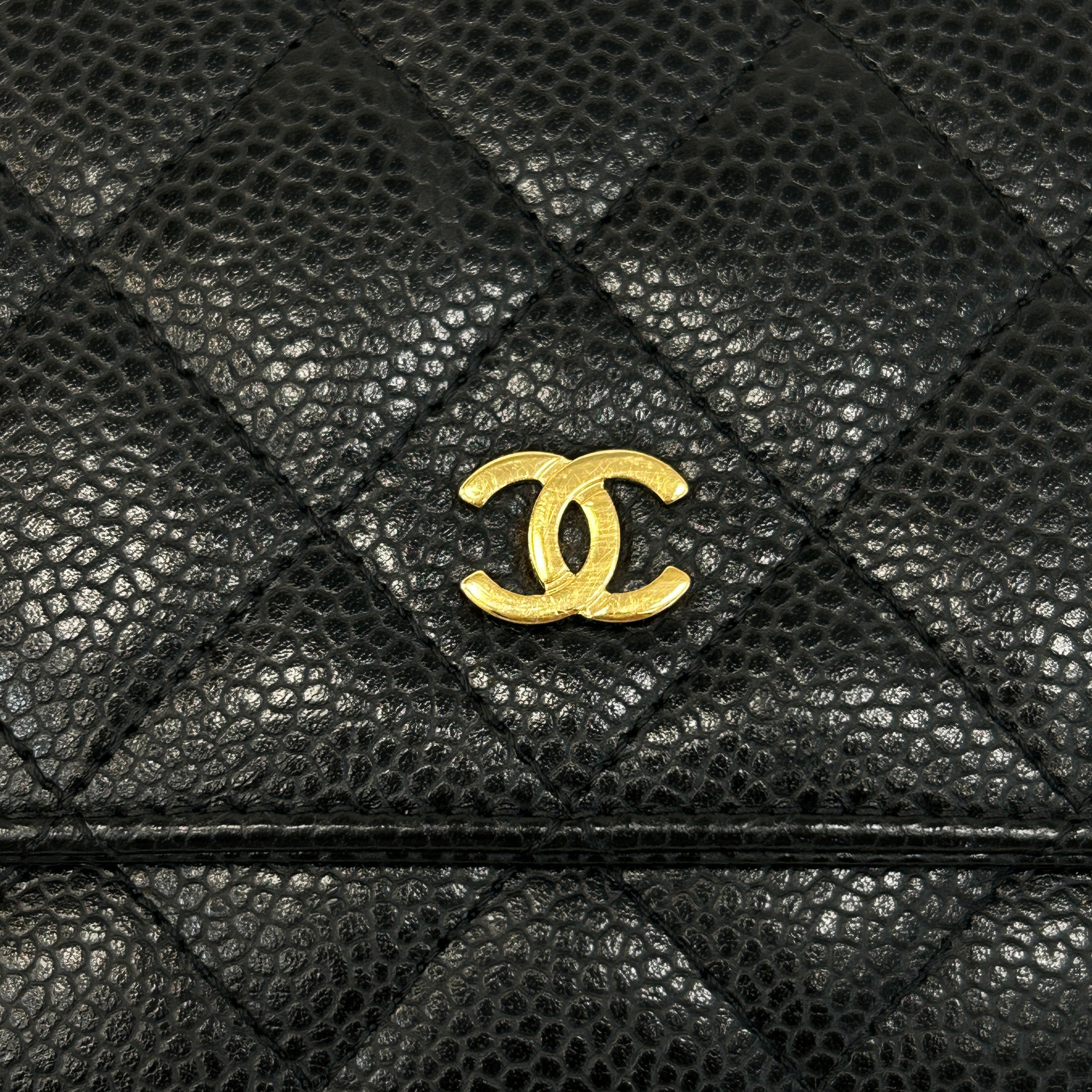 Black Caviar Quilted Classics Wallet On Chain WOC w/GHW