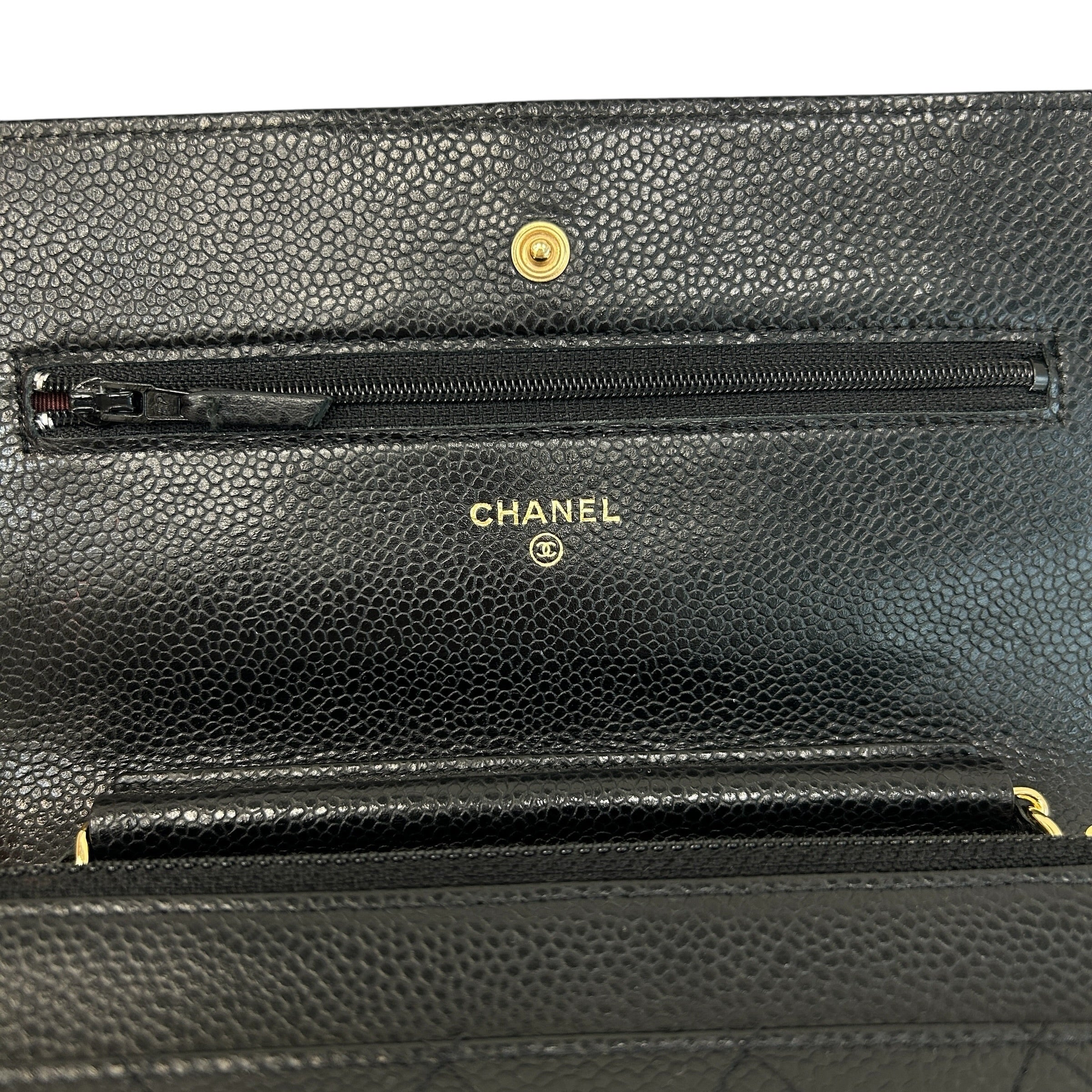 Black Caviar Quilted Classics Wallet On Chain WOC w/GHW