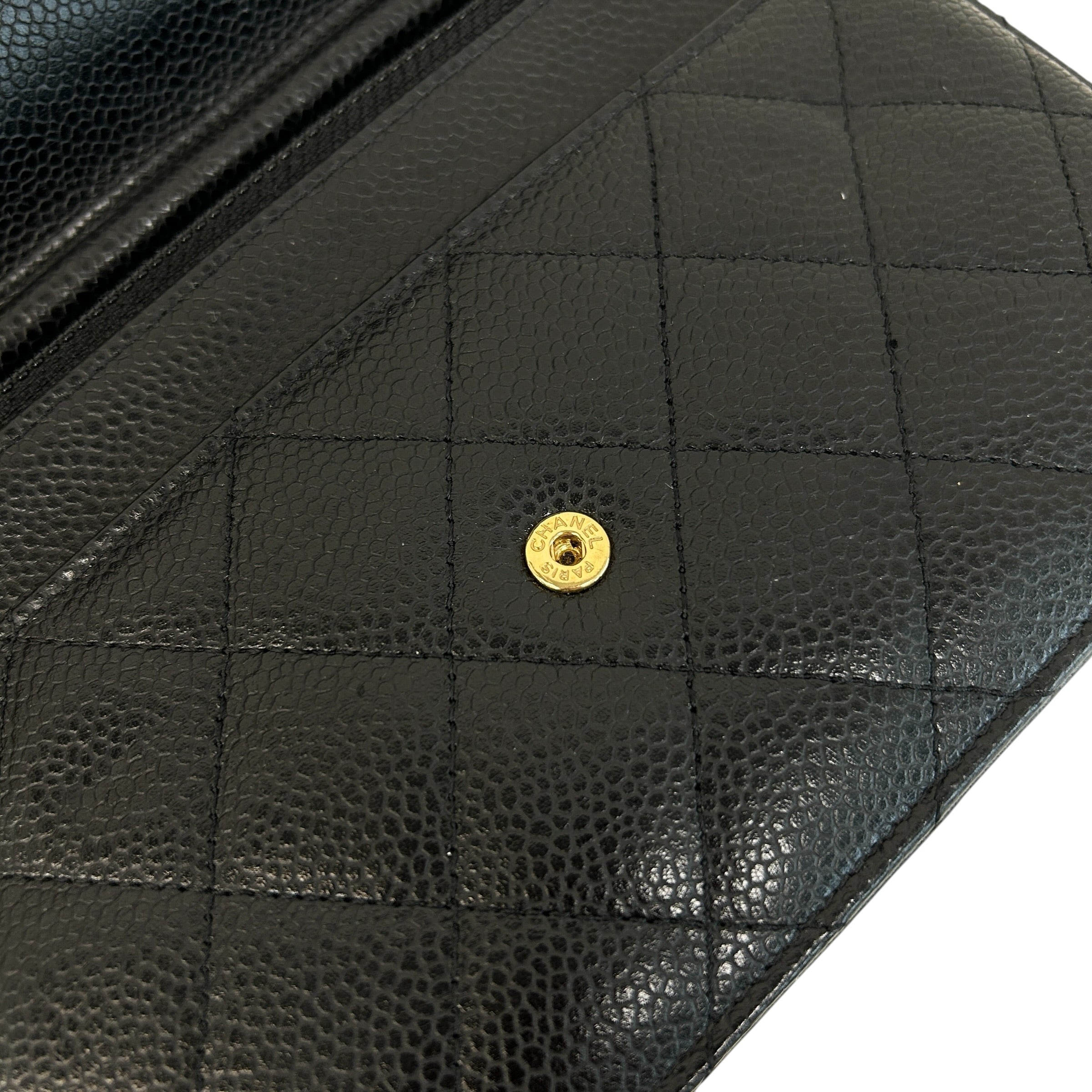 Black Caviar Quilted Classics Wallet On Chain WOC w/GHW