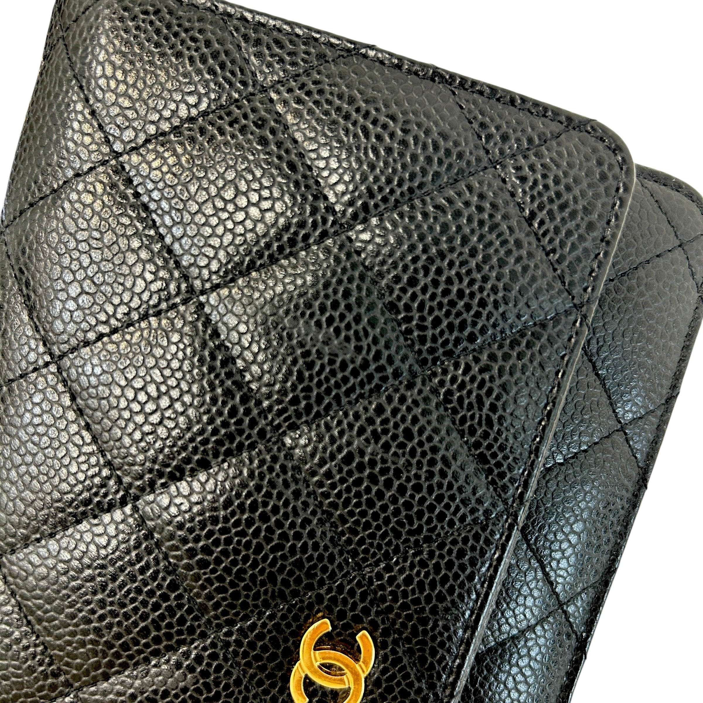 Black Caviar Quilted Classics Wallet On Chain WOC w/GHW