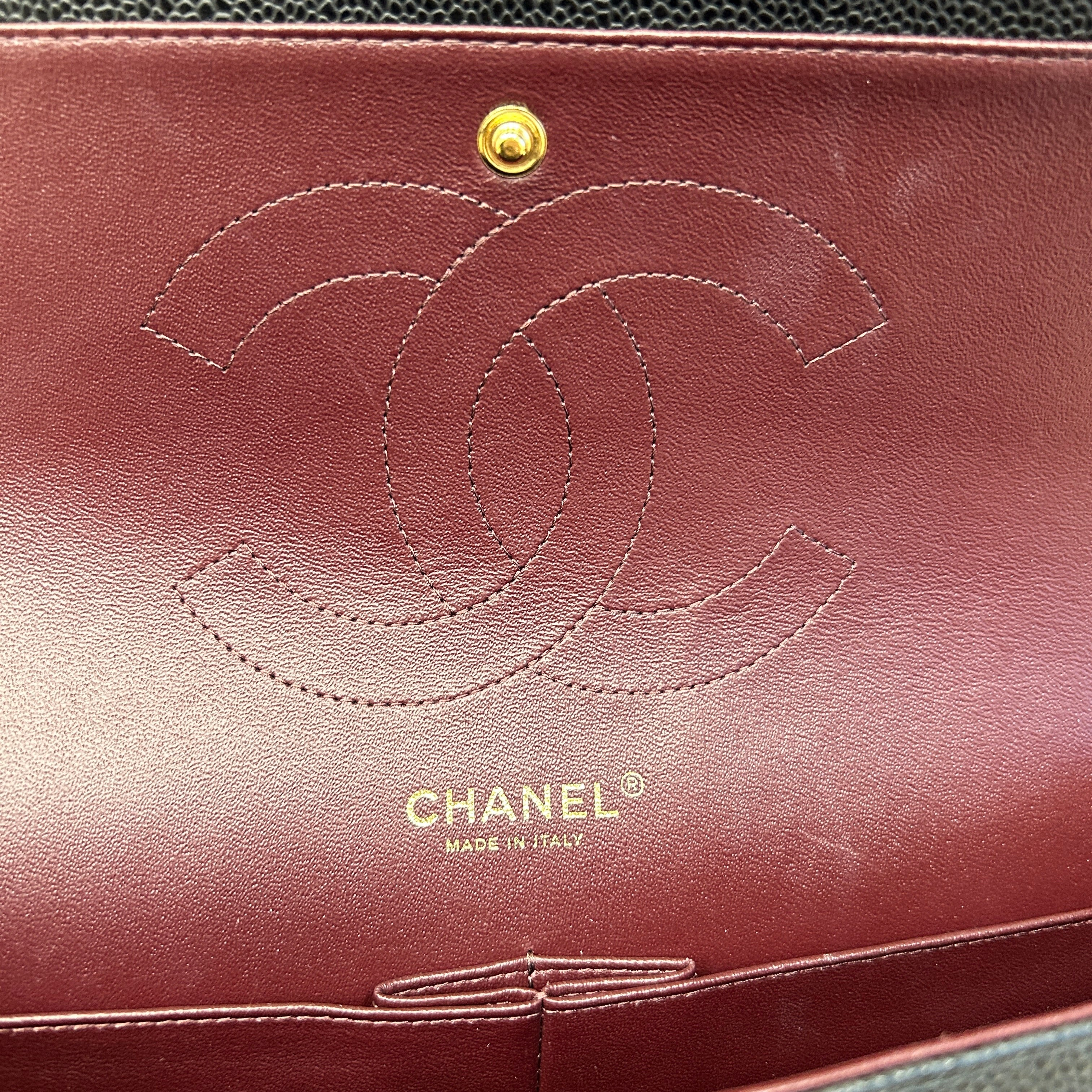 Black Caviar Leather Classic Jumbo Double Flap Bag w/GHW
