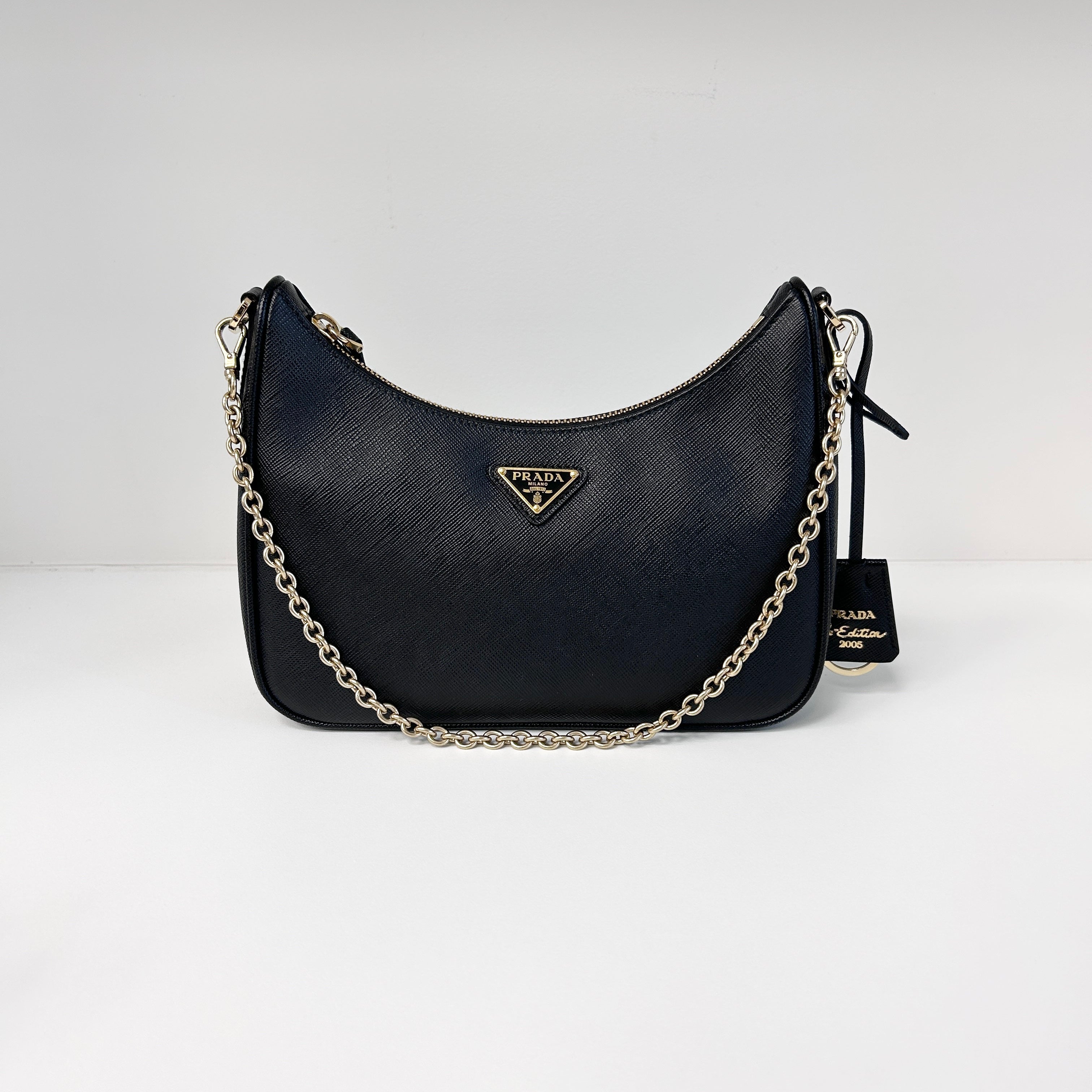Re-Edition 2005 Black Saffiano Leather Bag w/GHW