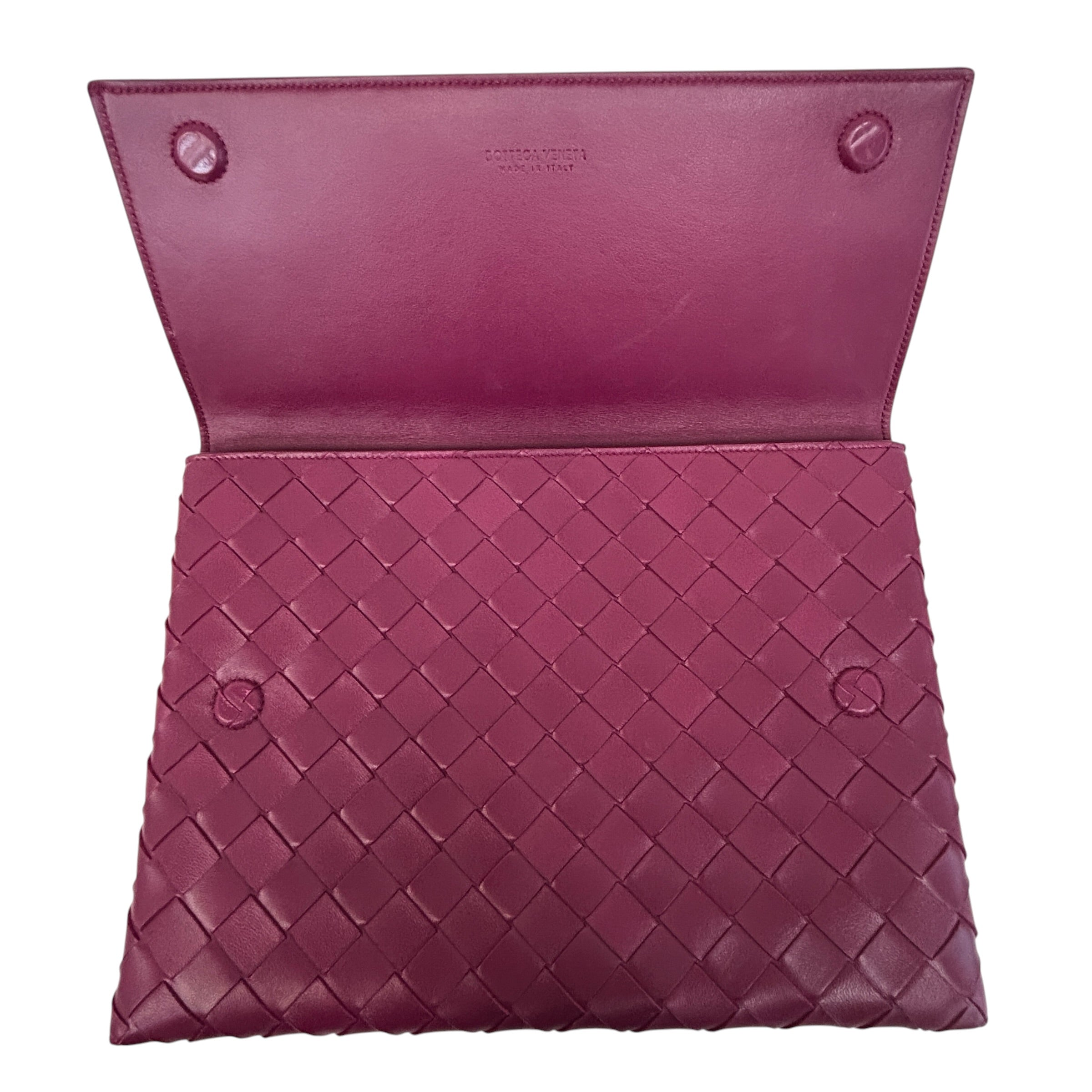 Purple Nappa Intrecciato Flap Pouch