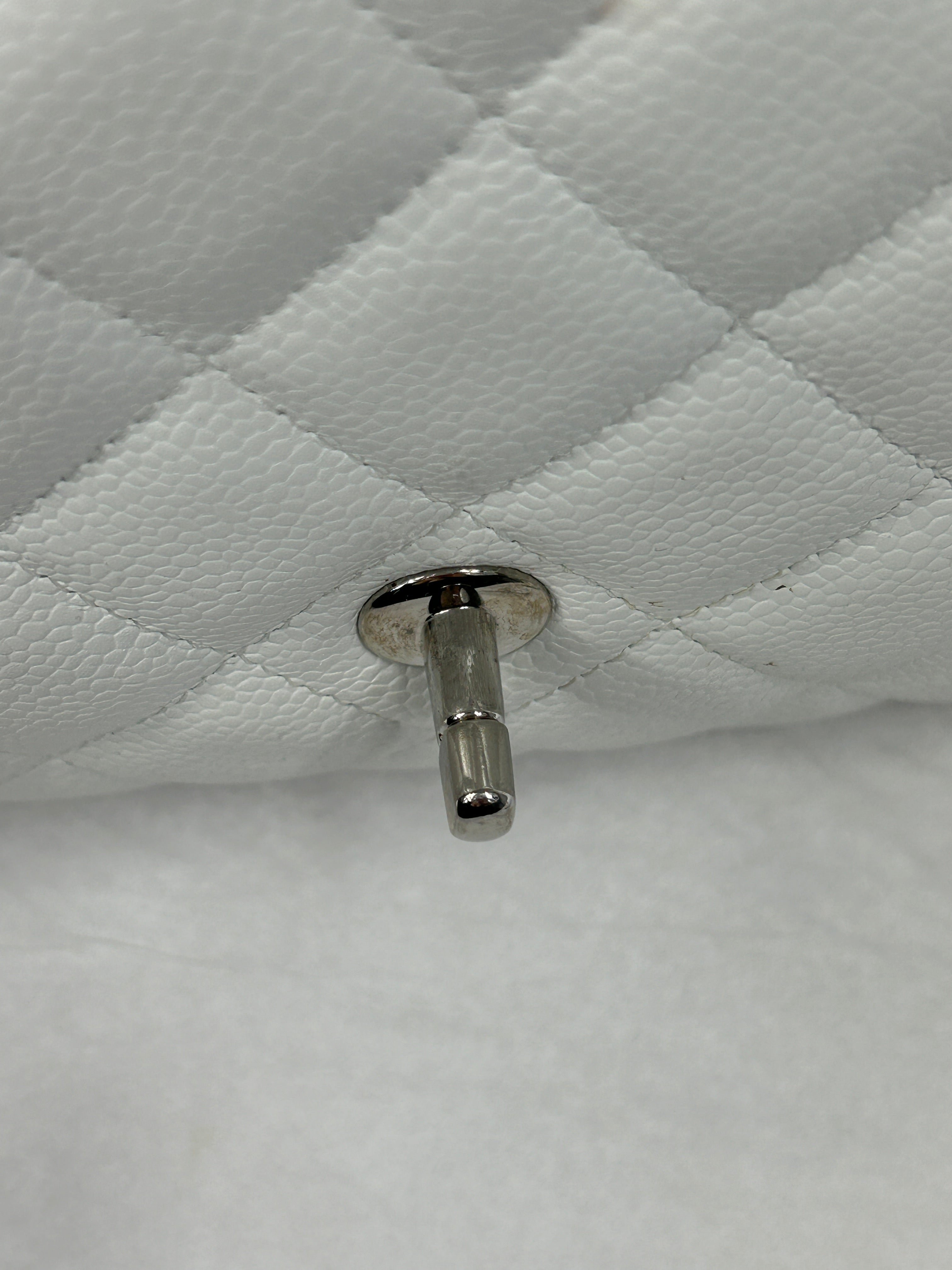 White Caviar Quilted Jumbo Single Flap Bag W/SHW