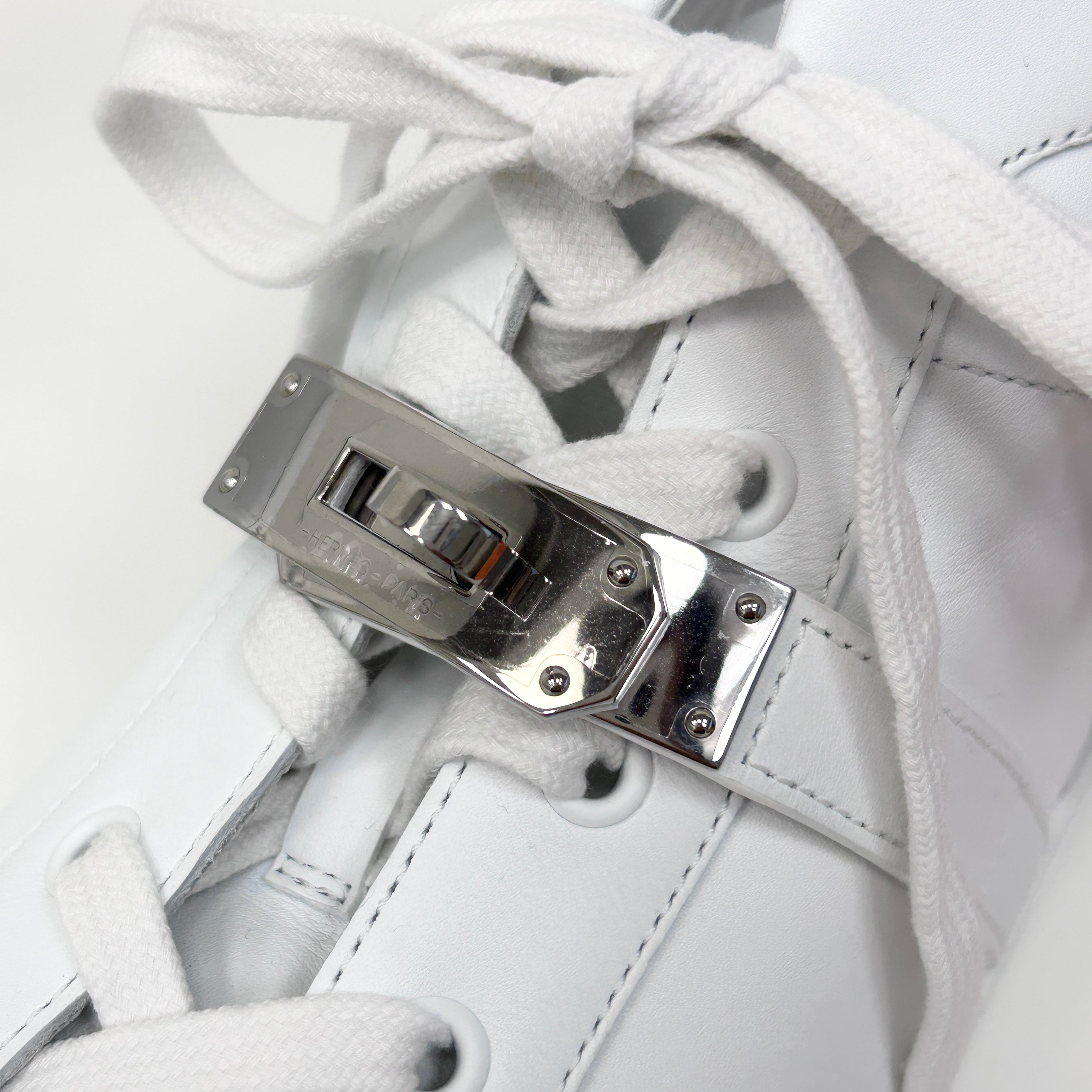 White Calfskin Leather DayDream Men’s High Top Sneakers w/PHW