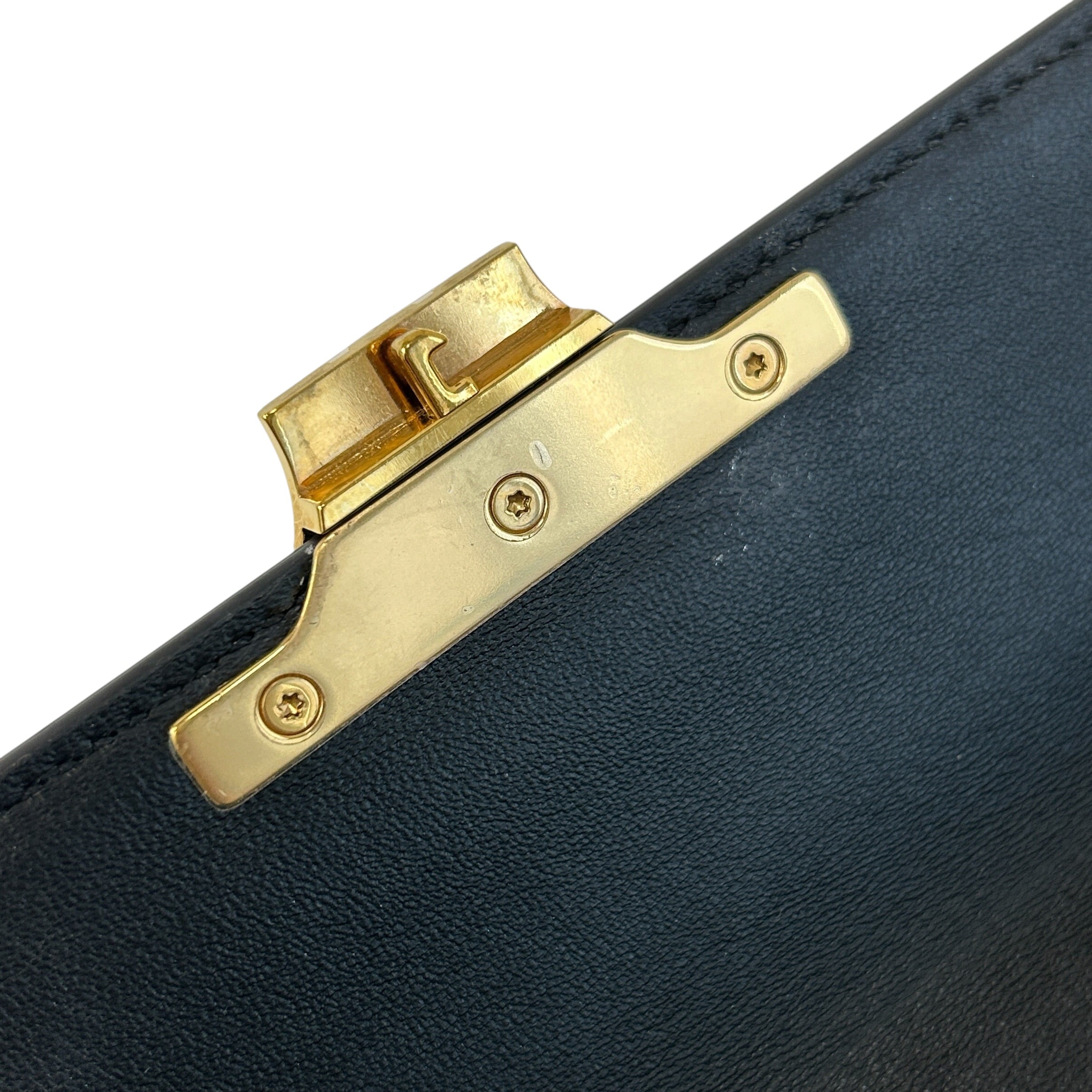 Black Shiny Calfskin Leather Claude Triomphe Shoulder Bag w/GHW