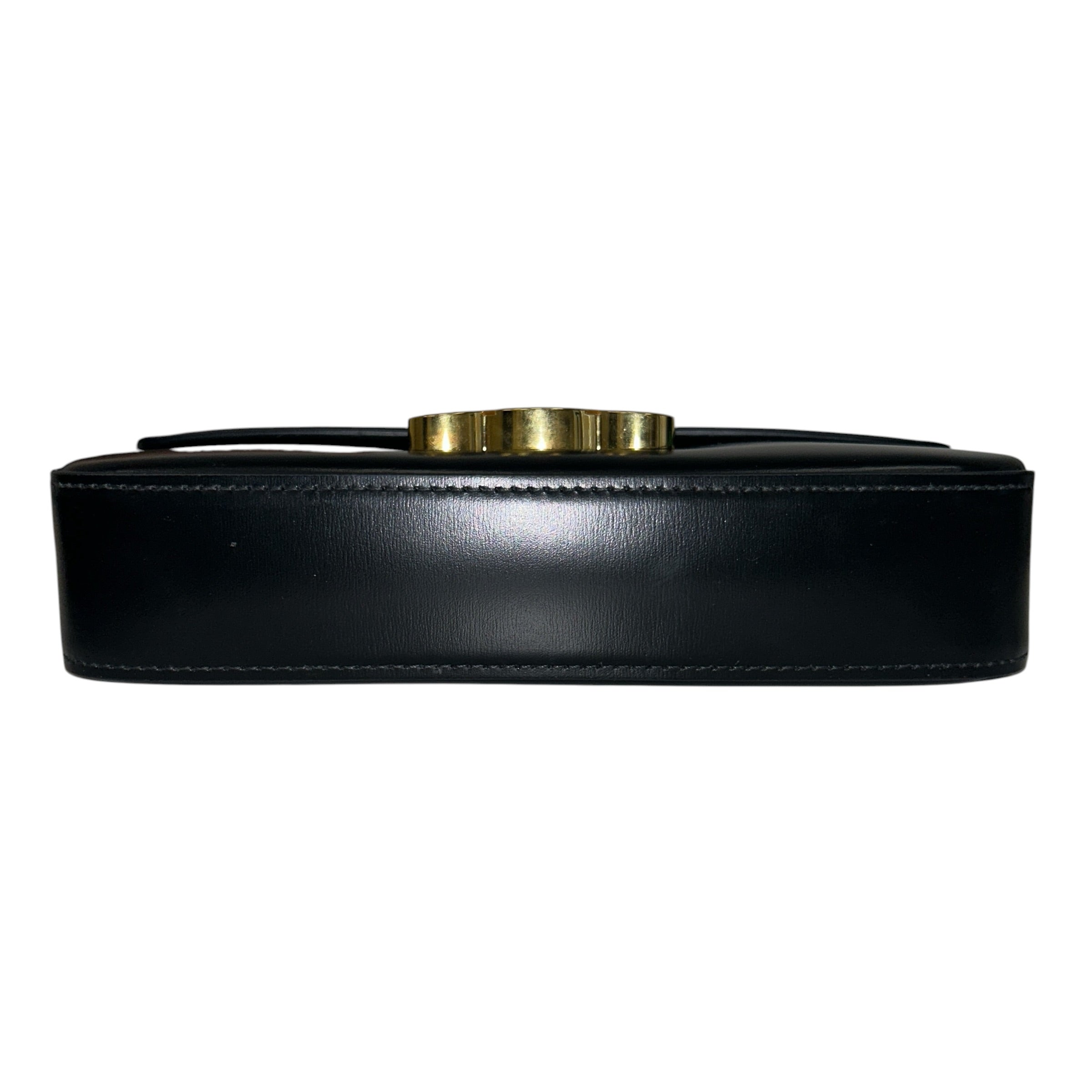 Black Shiny Calfskin Leather Claude Triomphe Shoulder Bag w/GHW