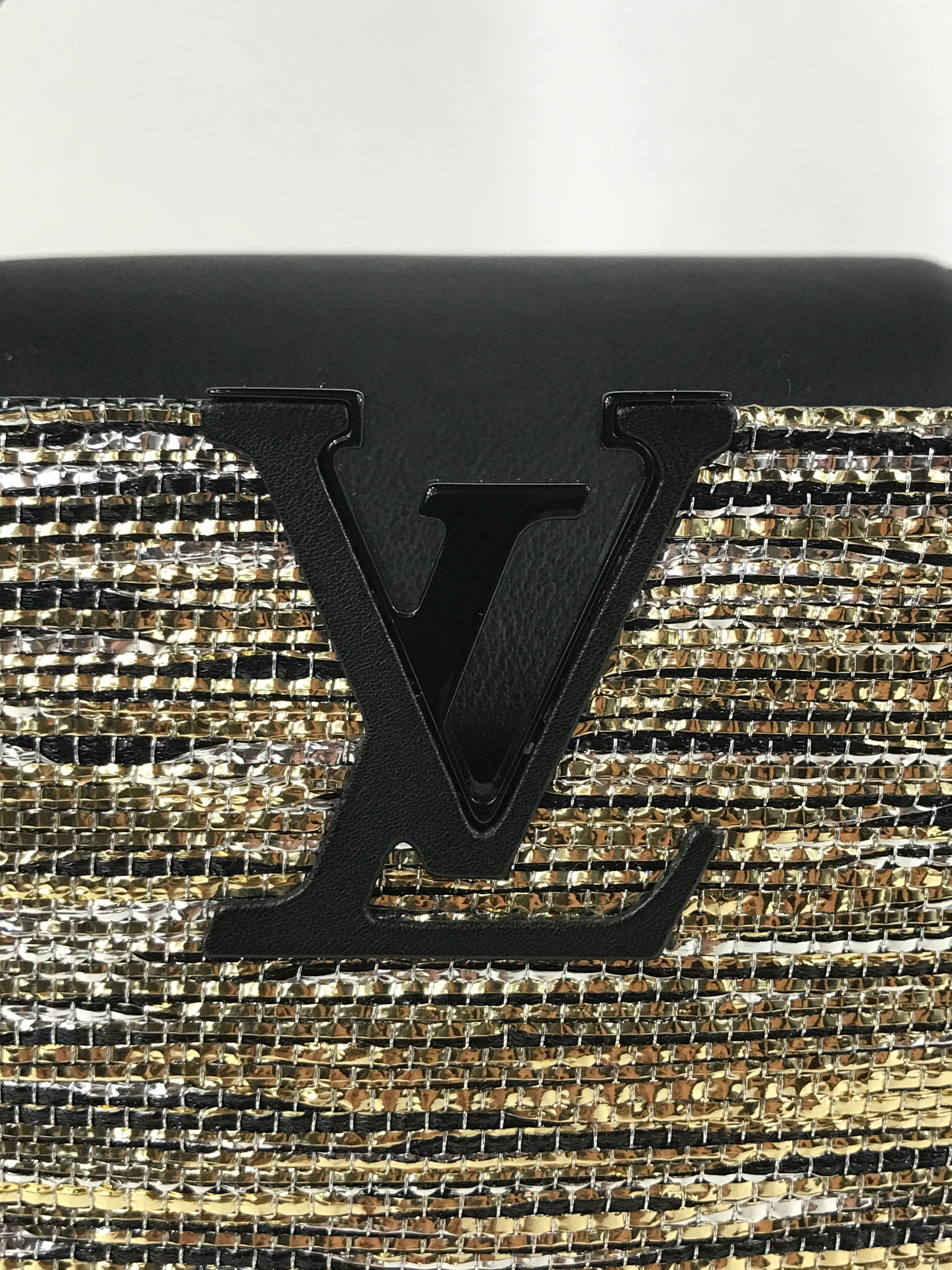 Limited Edition Black/Gold Woven Shimmery Embroidered Textile Capucine BB So Black,