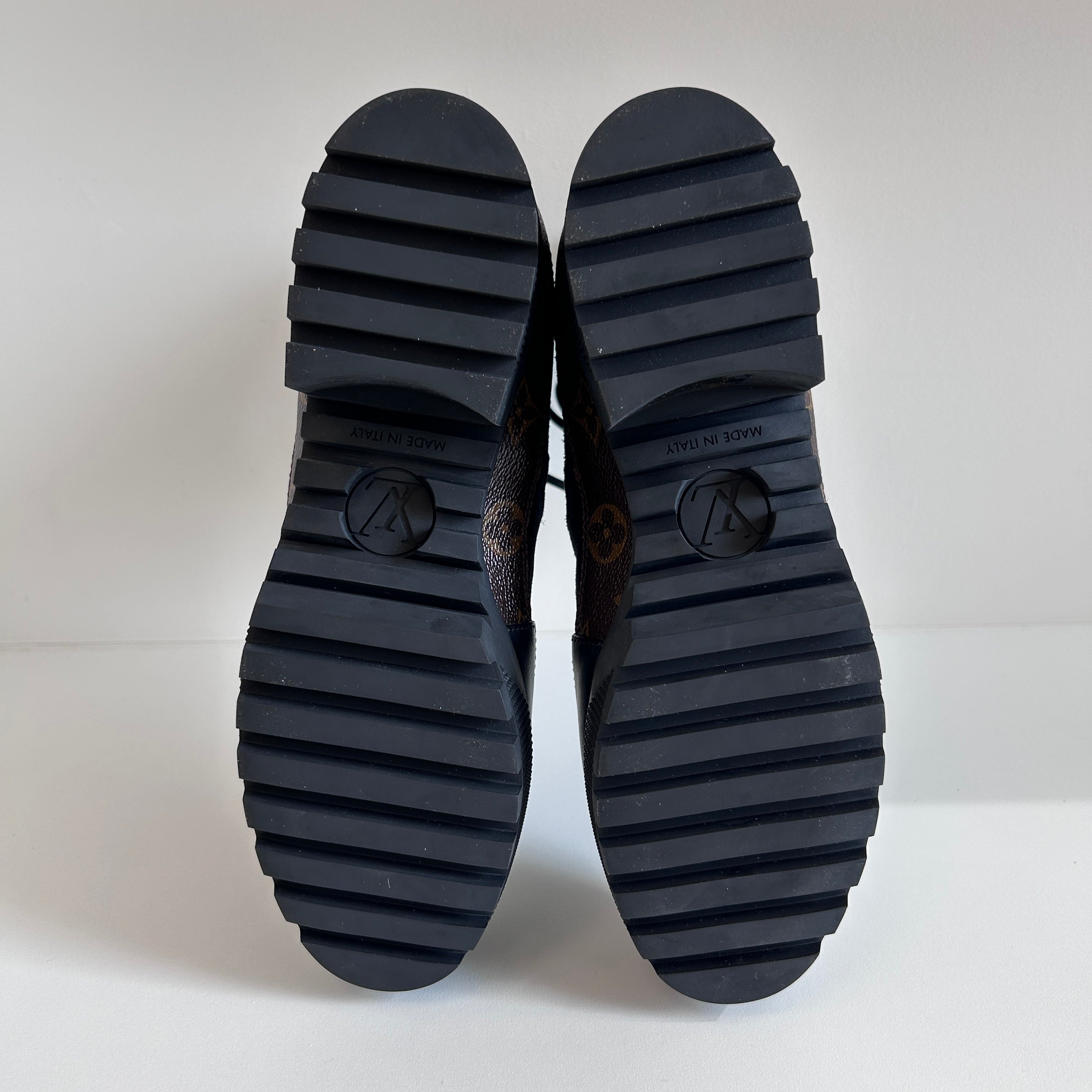 Black Leather/Velvet/ Monogram Coated Canvas Laureate Desert Boots