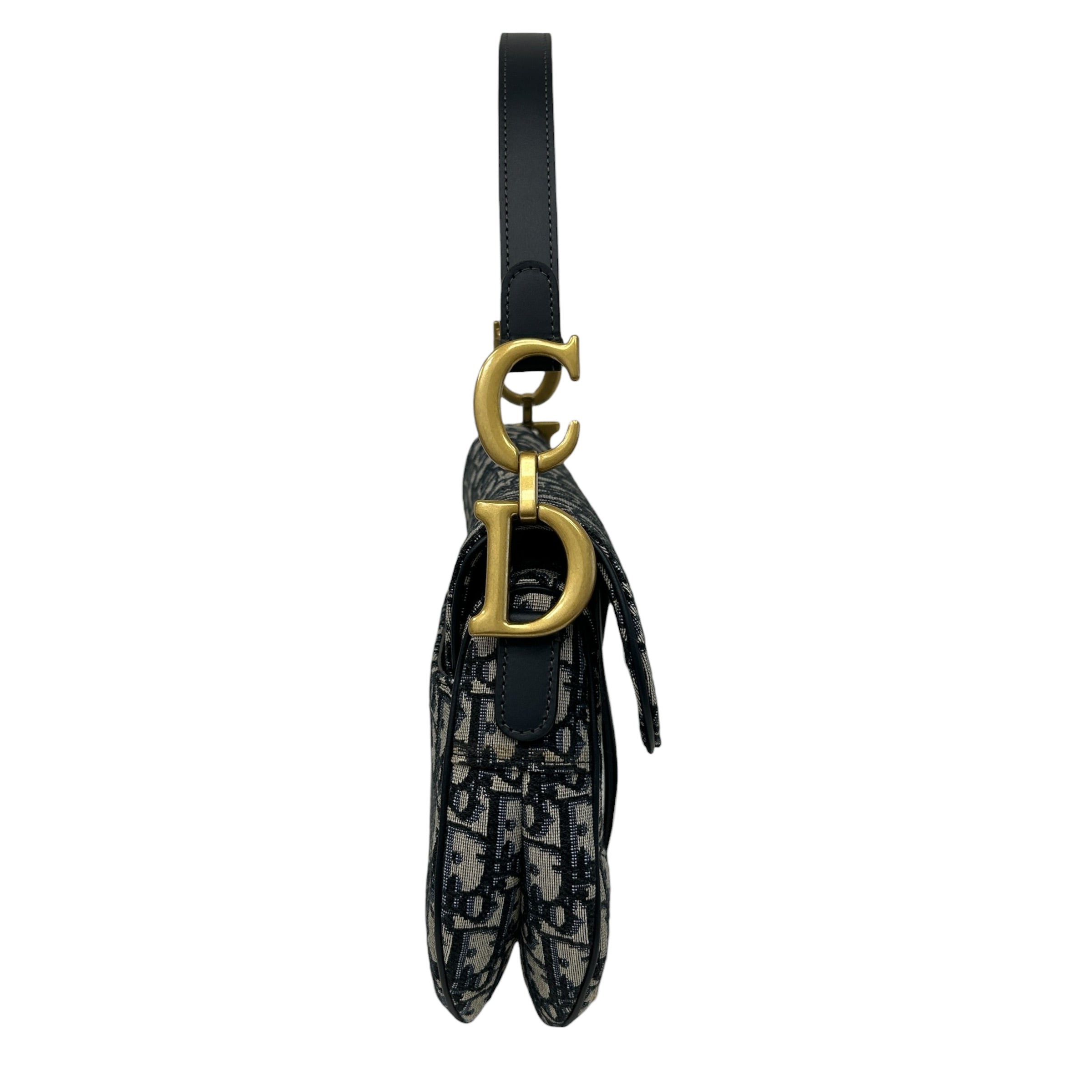 Blue Oblique Canvas Dior Saddle Bag w/GHW