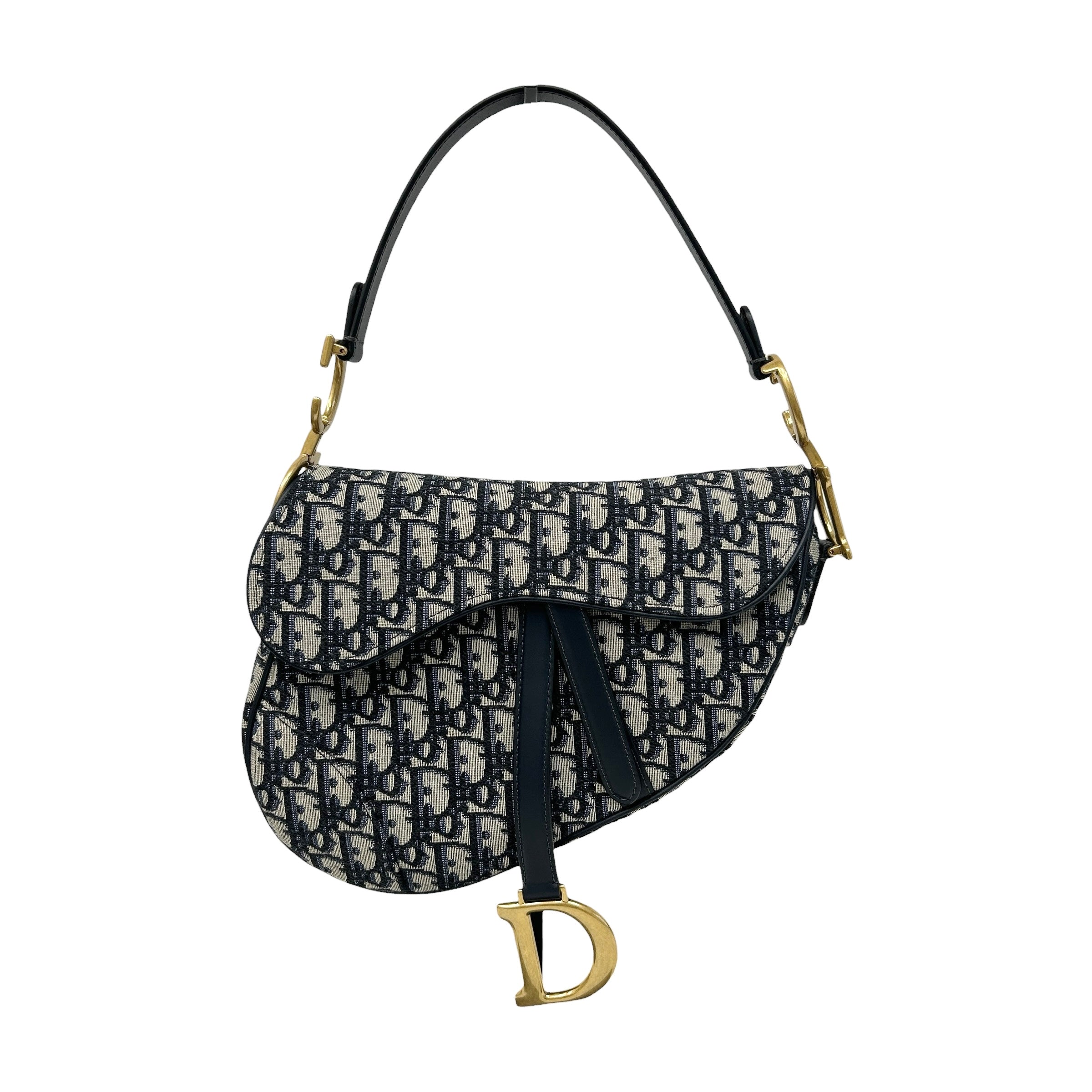 Blue Oblique Canvas Dior Saddle Bag w/GHW
