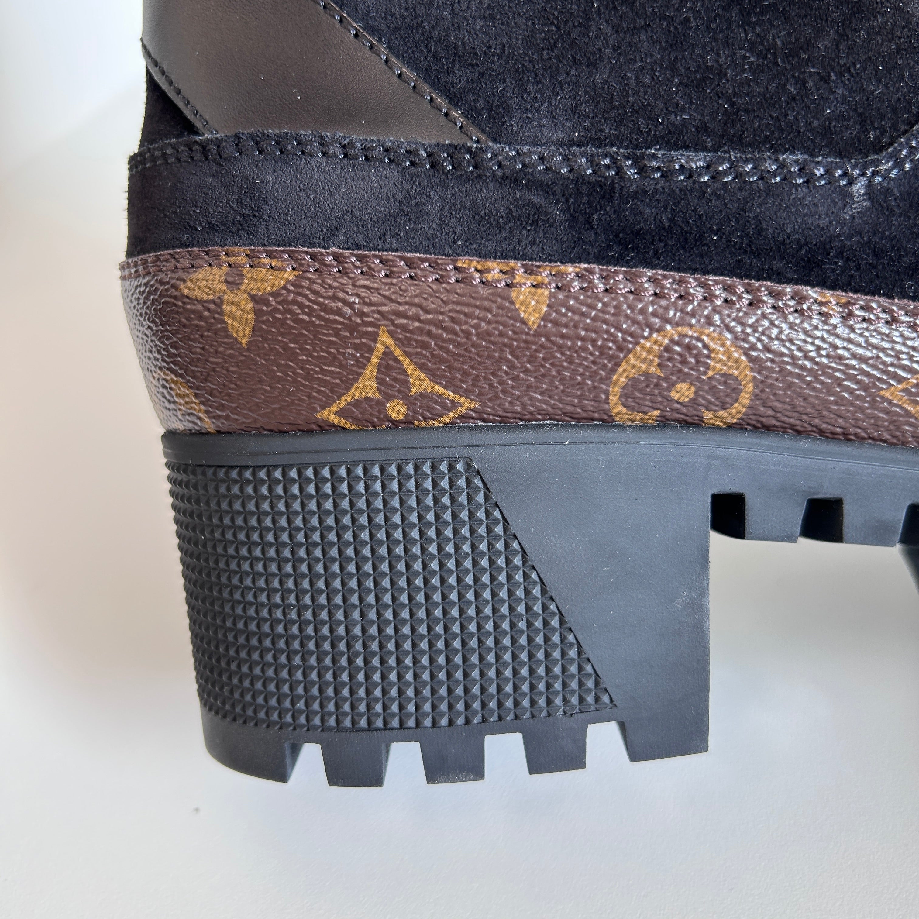 Black Leather/Velvet/ Monogram Coated Canvas Laureate Desert Boots