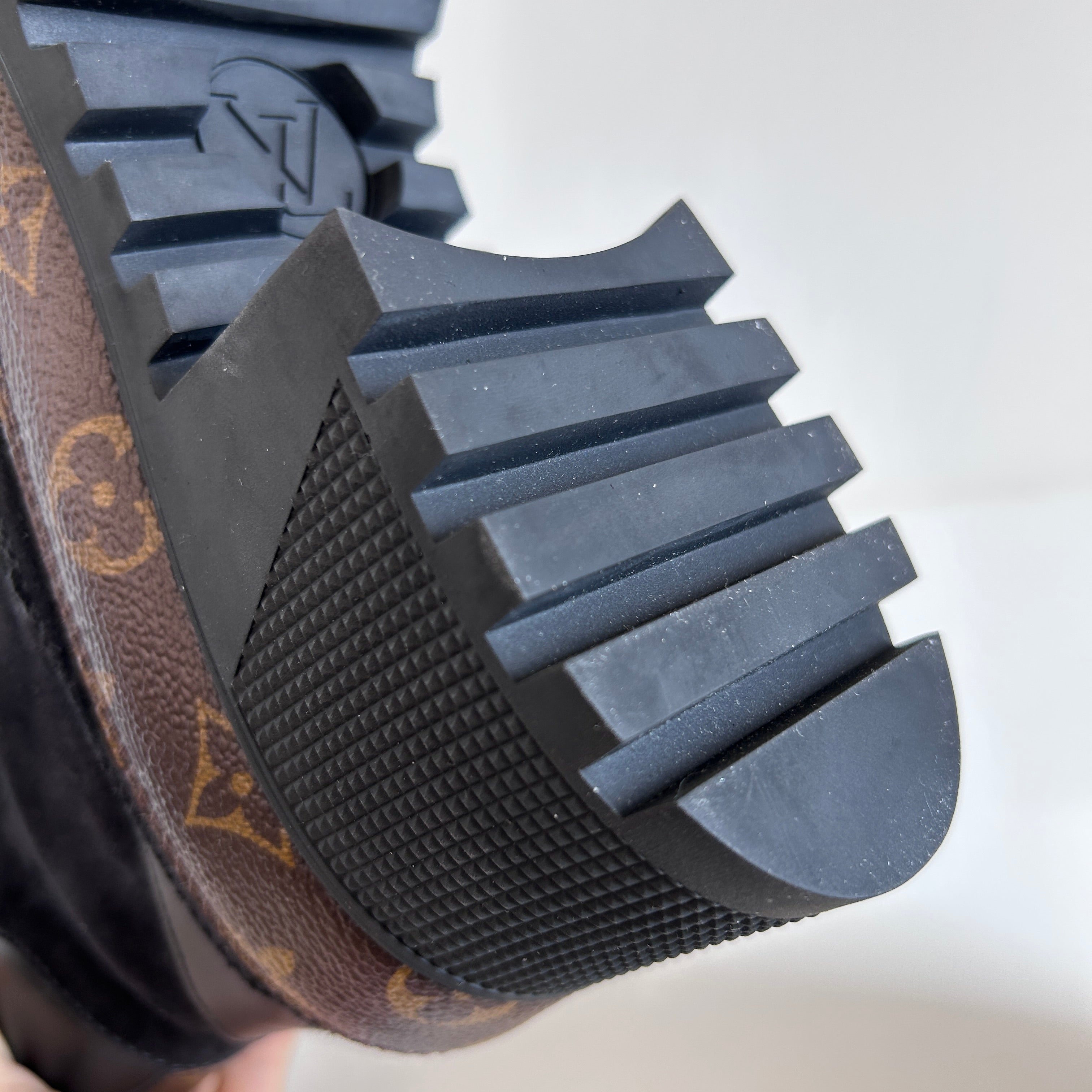 Black Leather/Velvet/ Monogram Coated Canvas Laureate Desert Boots