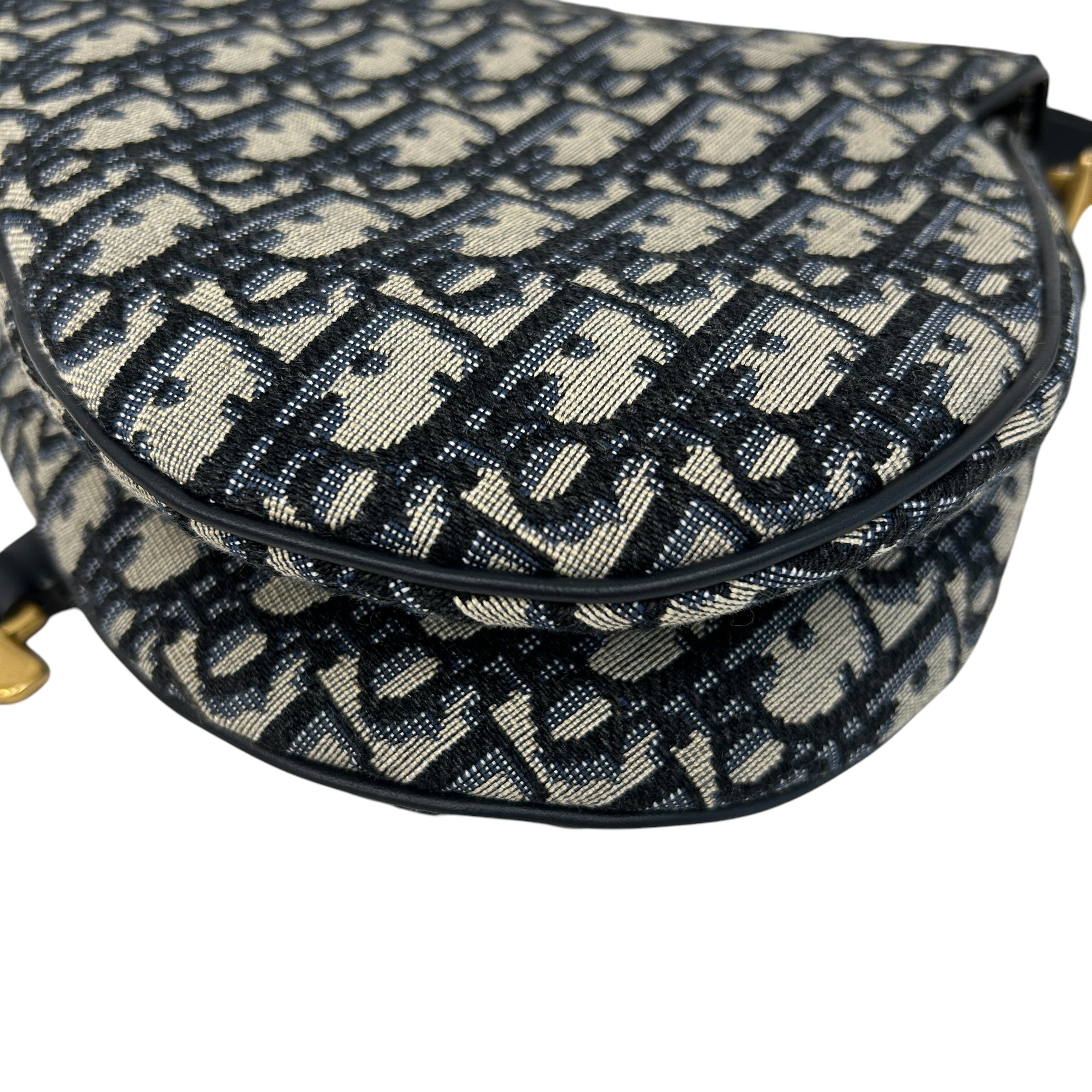 Blue Oblique Canvas Dior Saddle Bag w/GHW
