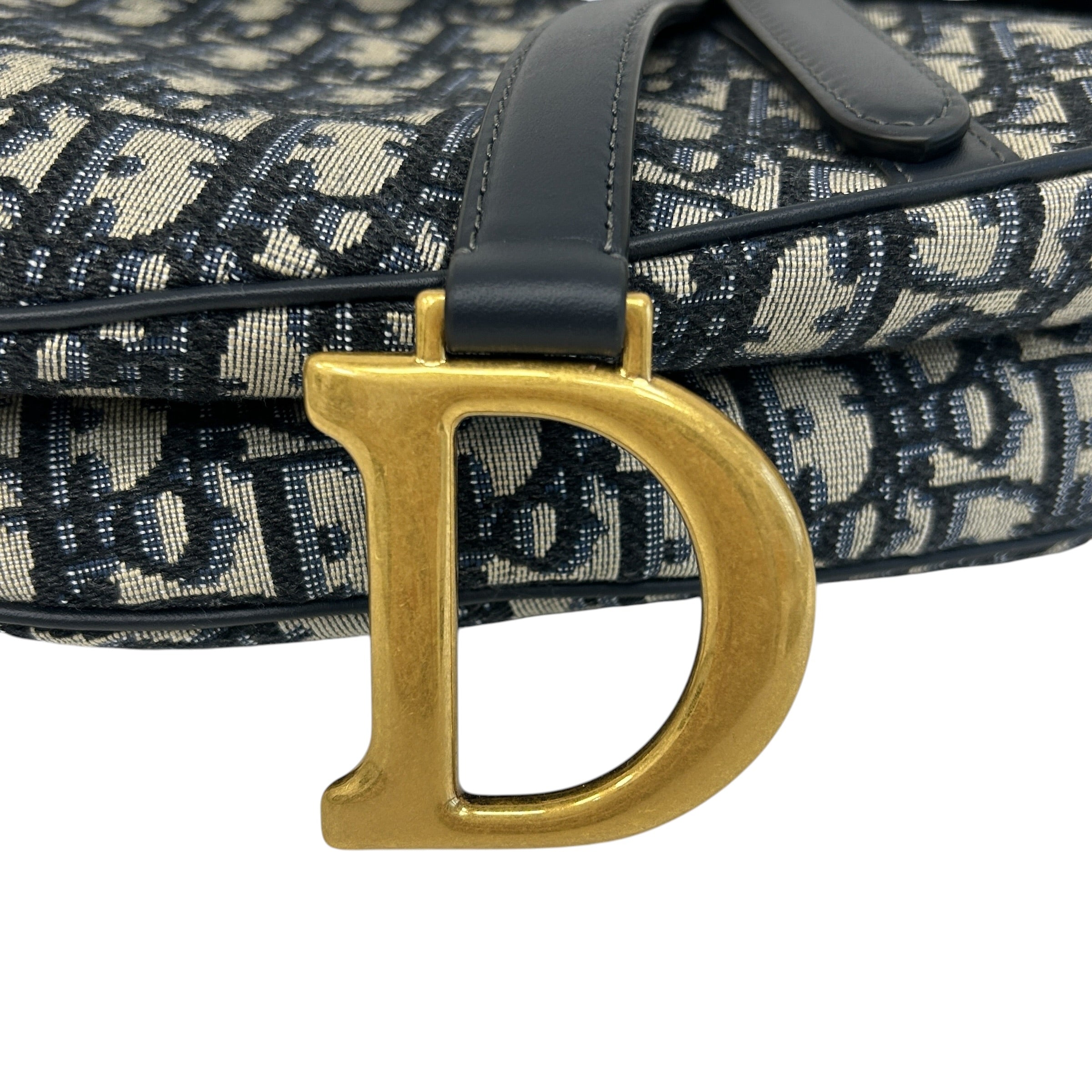 Blue Oblique Canvas Dior Saddle Bag w/GHW