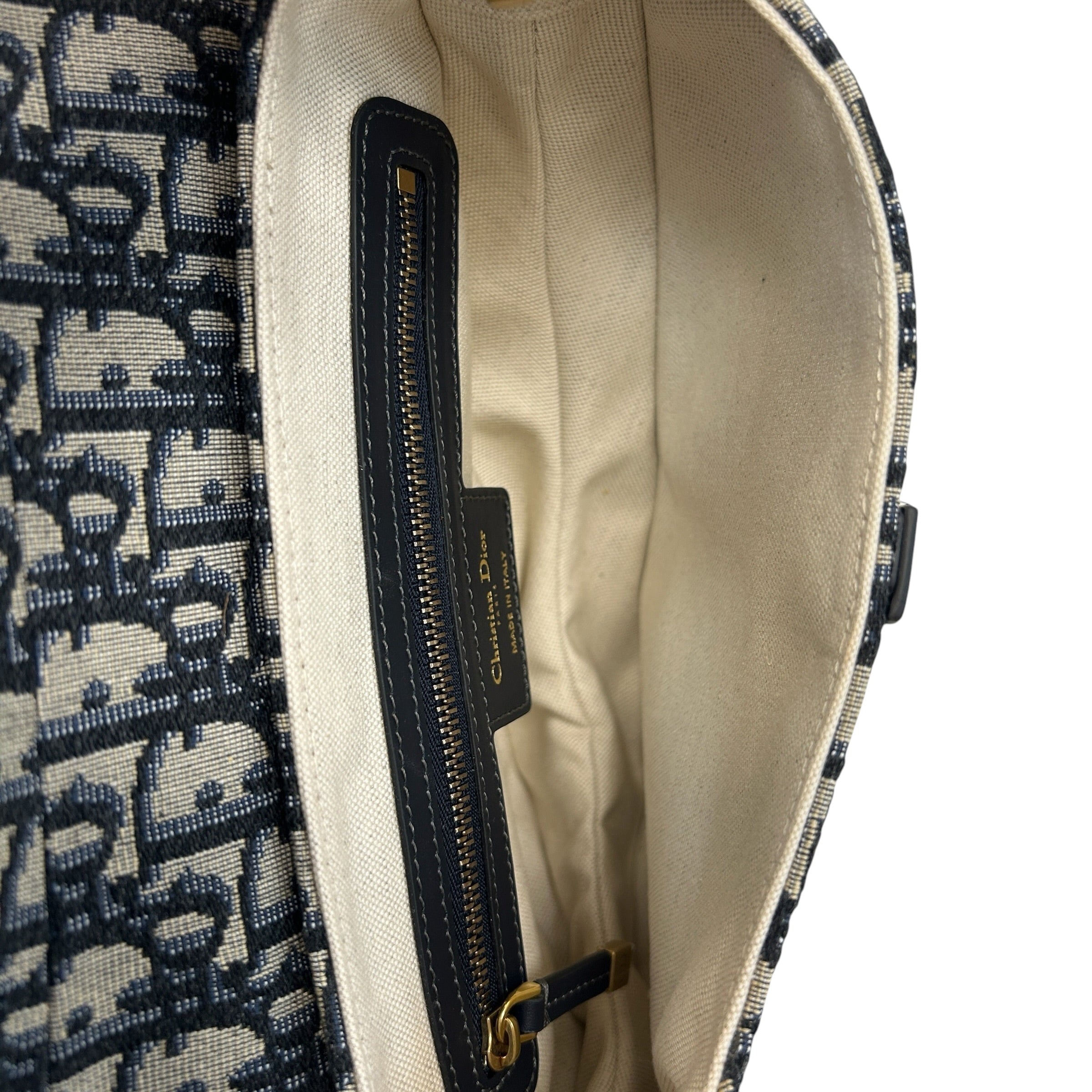 Blue Oblique Canvas Dior Saddle Bag w/GHW