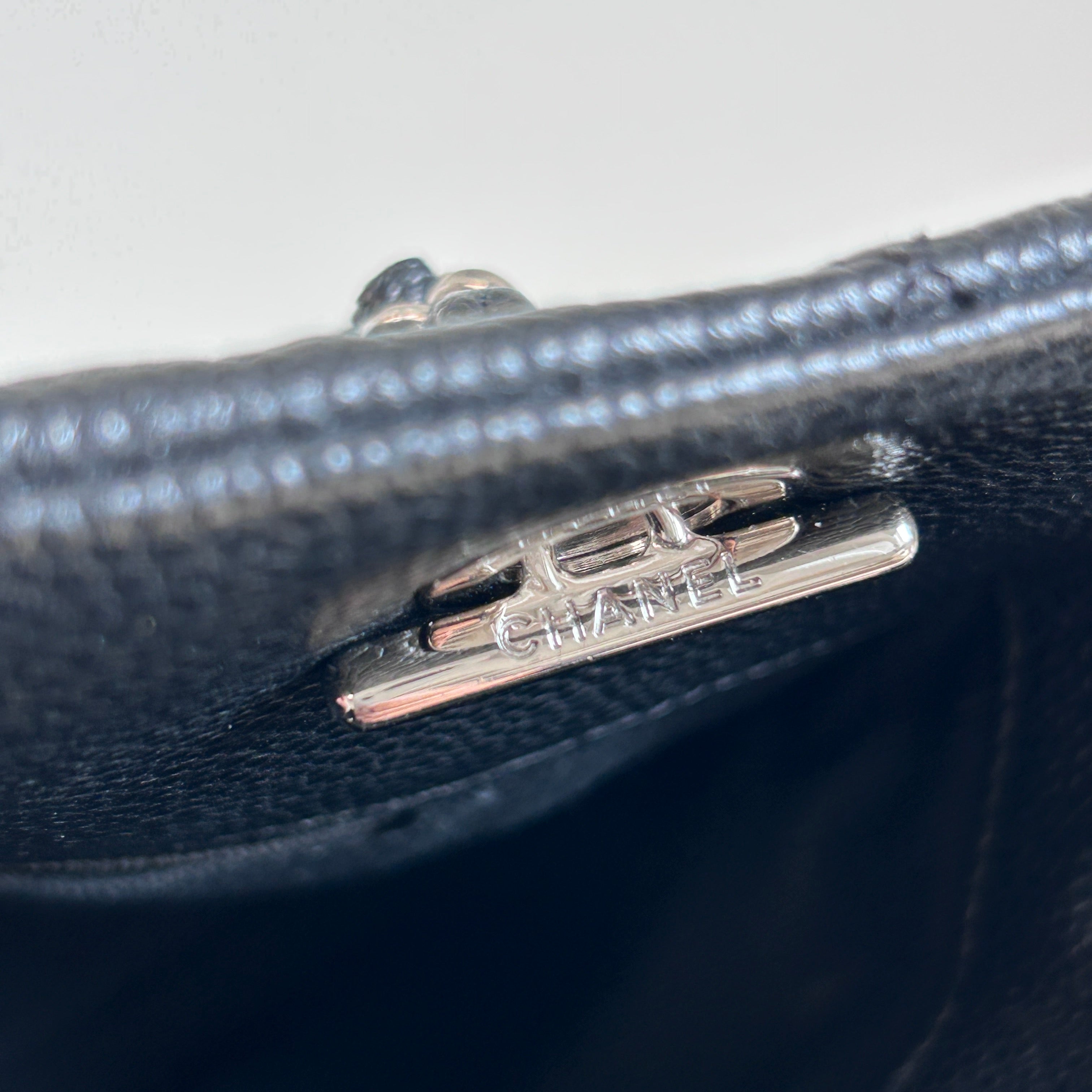 Black Quilted Caviar Leather Timeless CC Soft Shopping Tote Bag