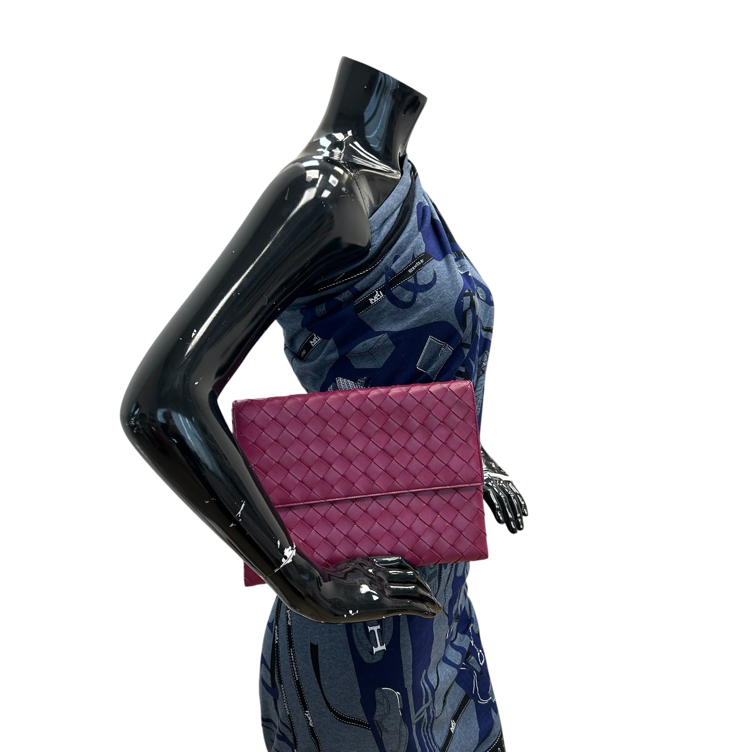 Purple Nappa Intrecciato Flap Pouch