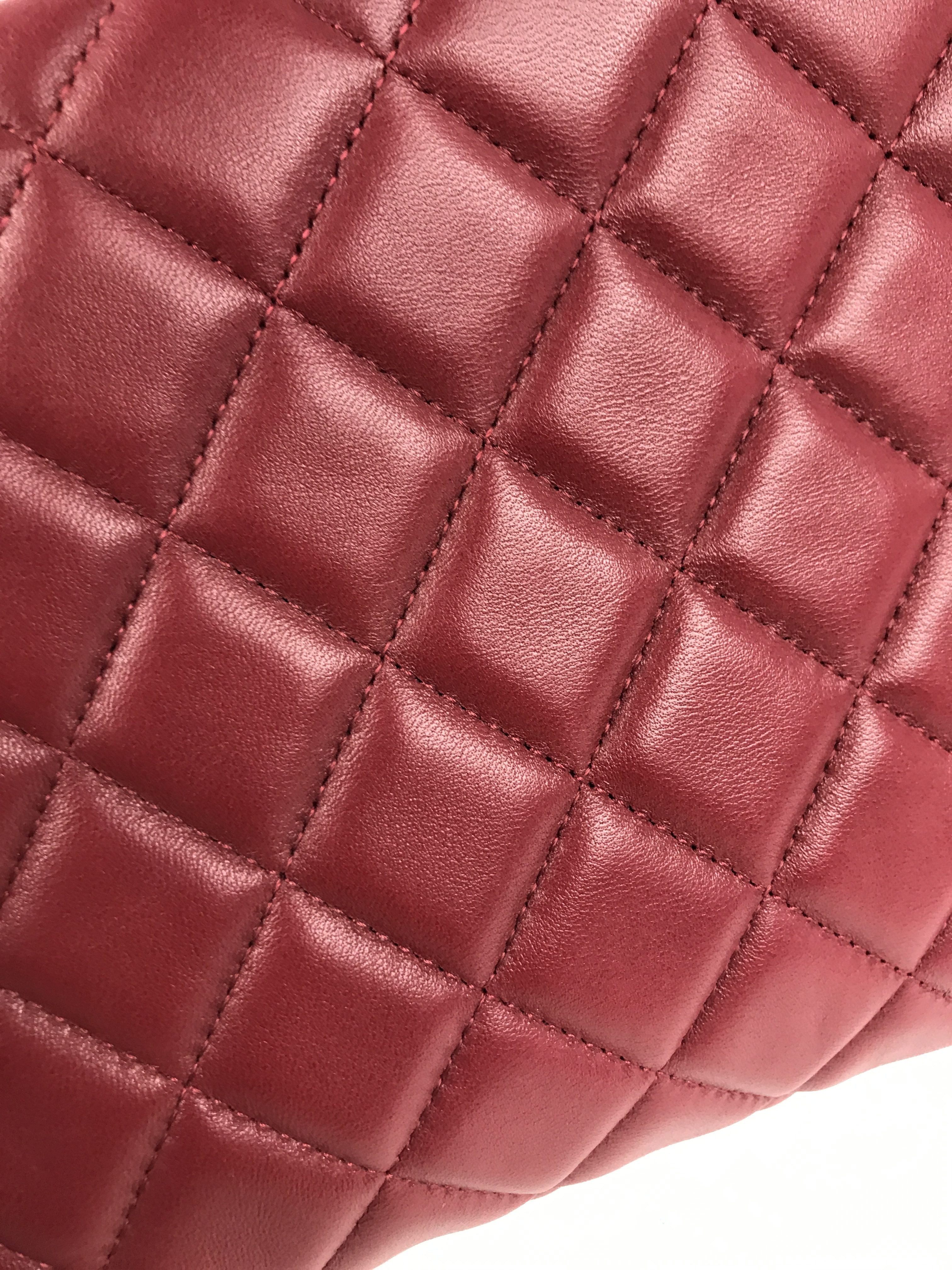 Red Quilted Lambskin CC Clutch W/SHW