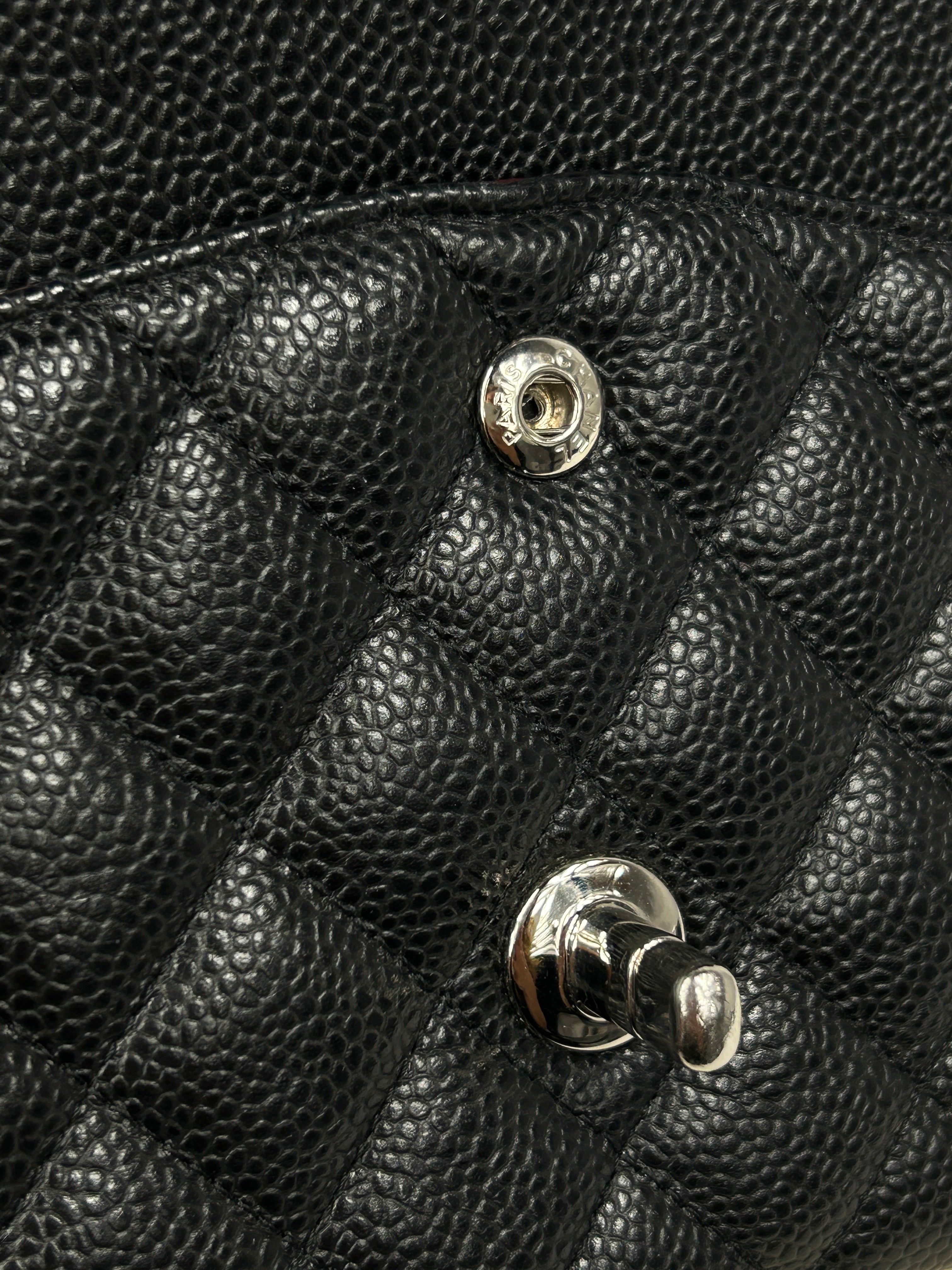 Black Caviar Quilted Small Double Flap Classic W/SHW