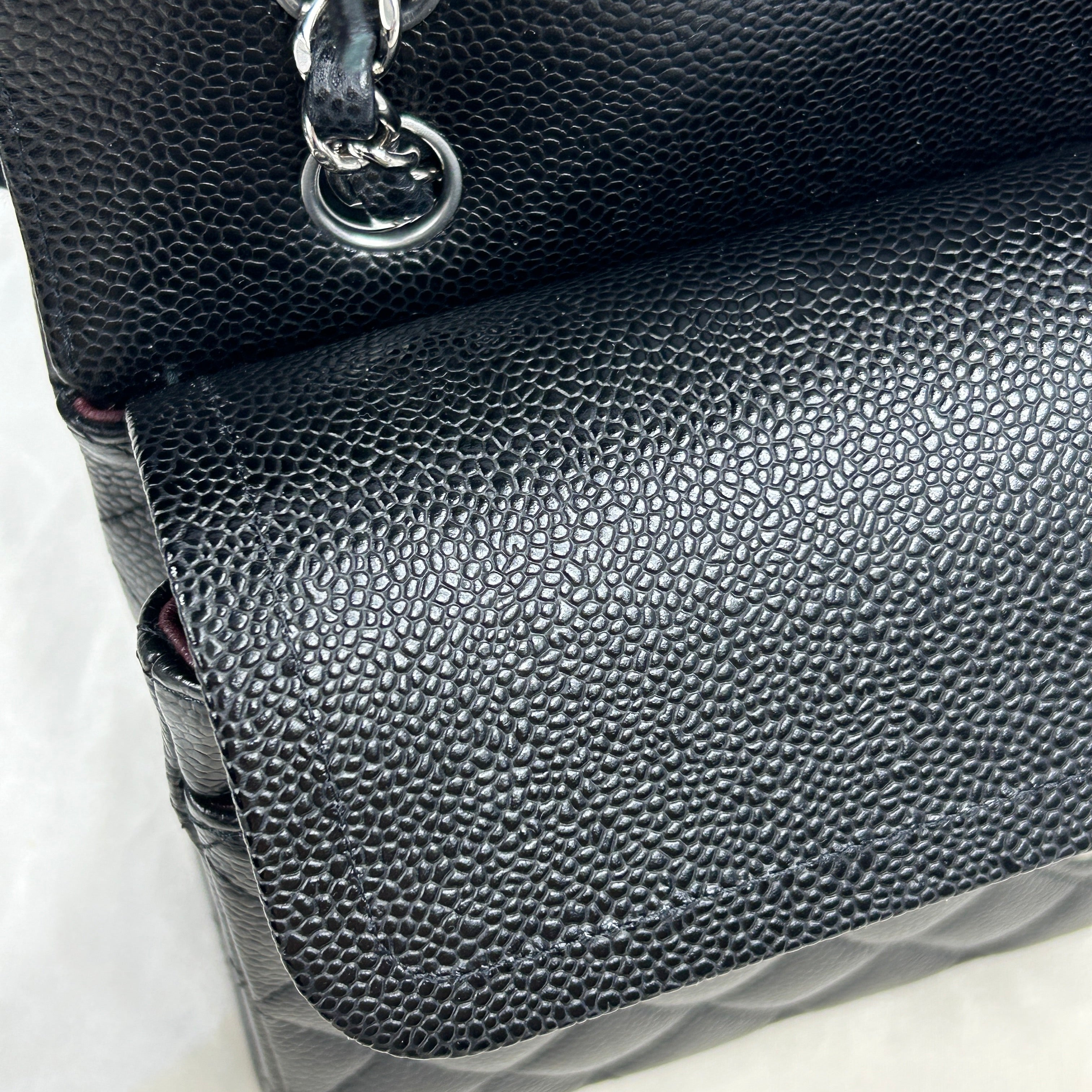 Black Quilted Caviar Medium Classics Double Flap w/SHW