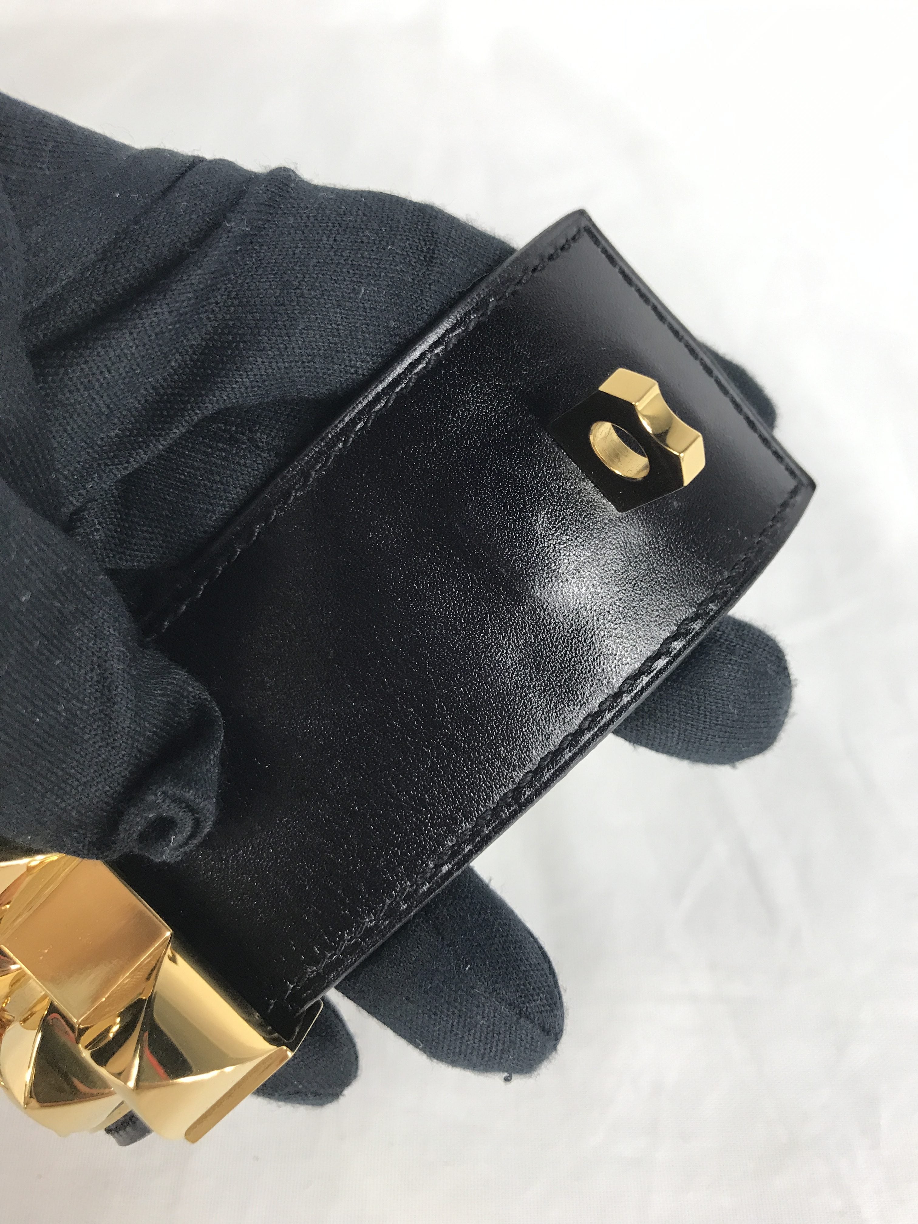 Black Box Calf Leather Collier De Chien Bracelet W/GHW