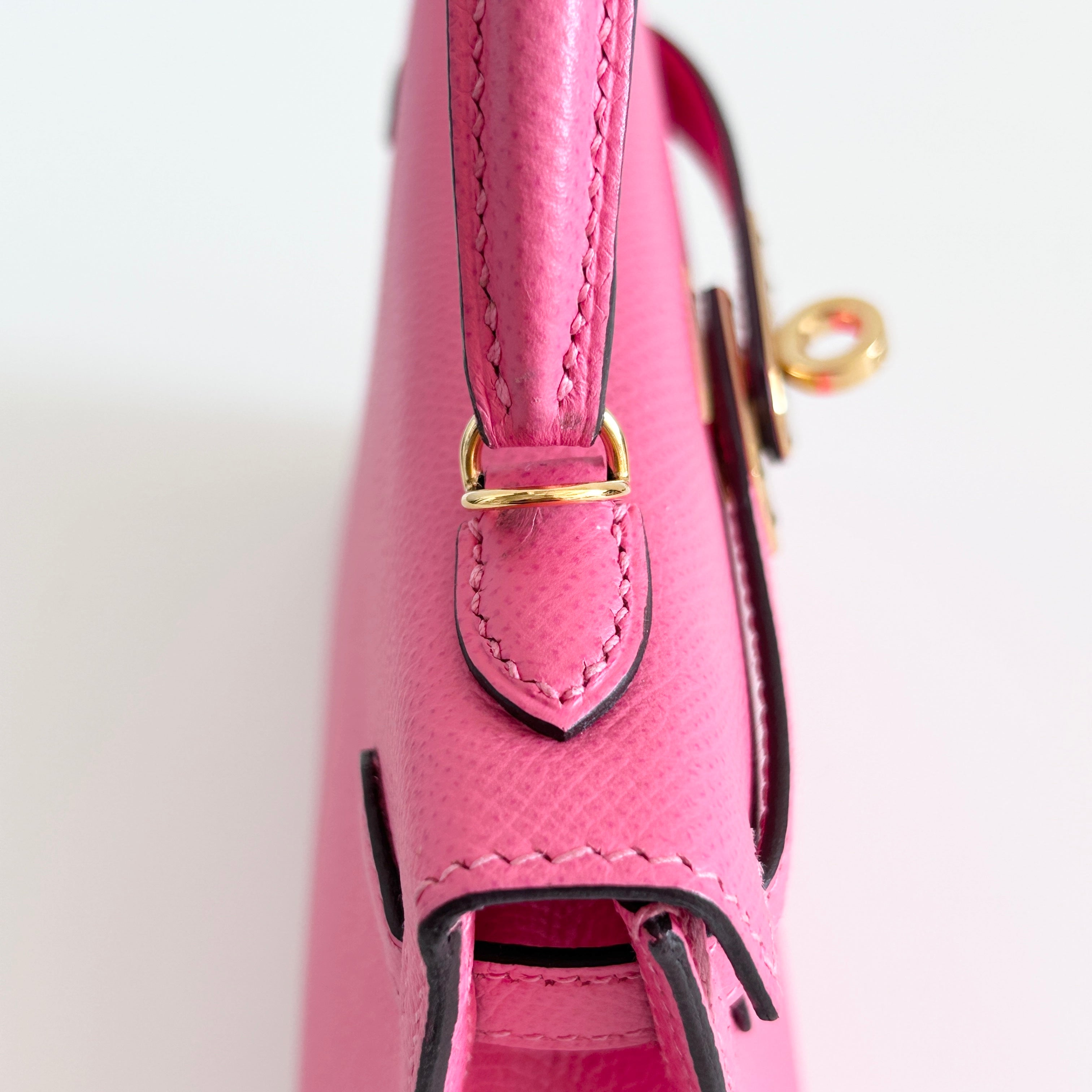 Rose Lipstick Epsom Mini Kelly w/GHW