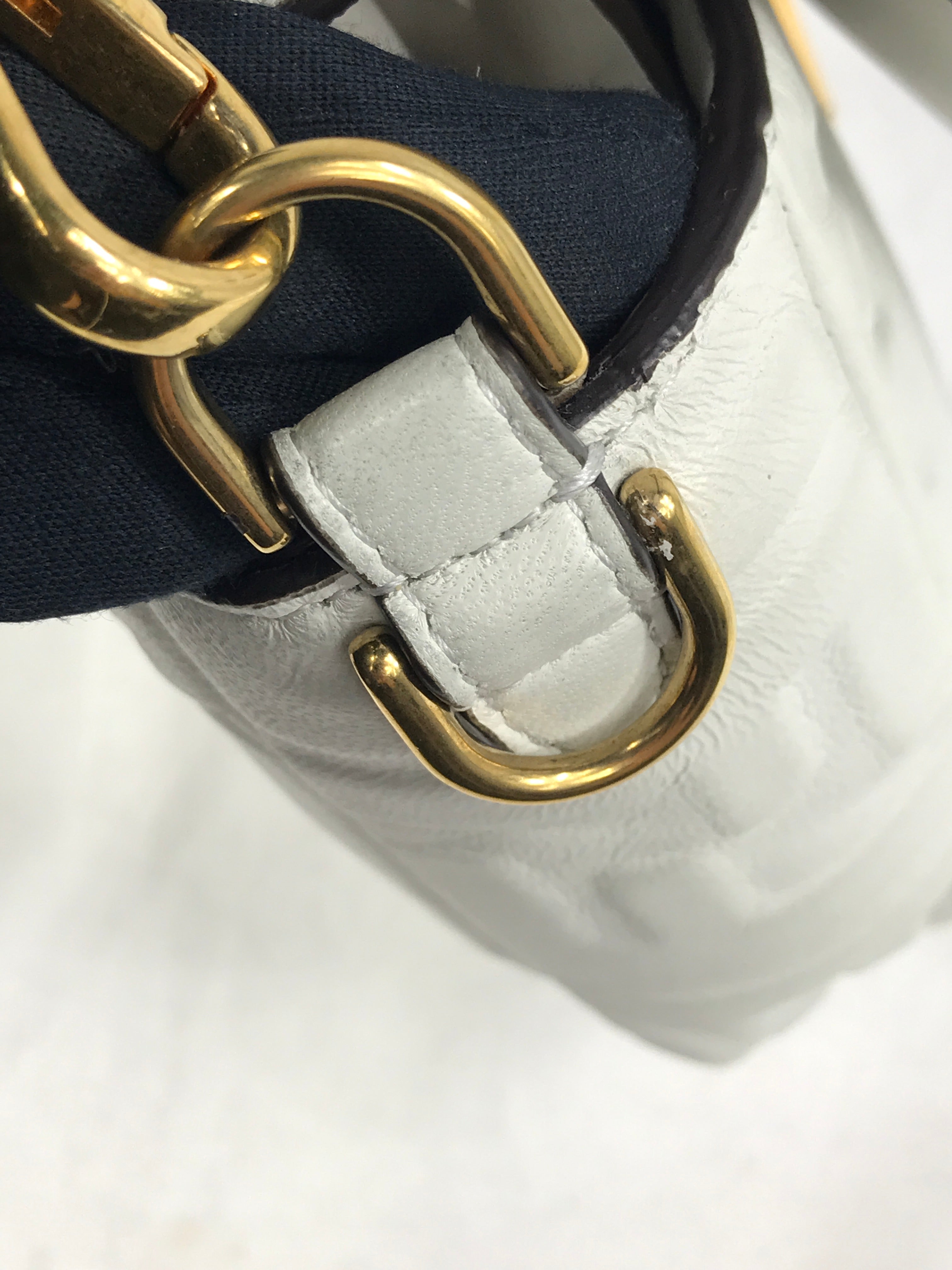 White Leather Medium Baguette Flap Bag W/GHW