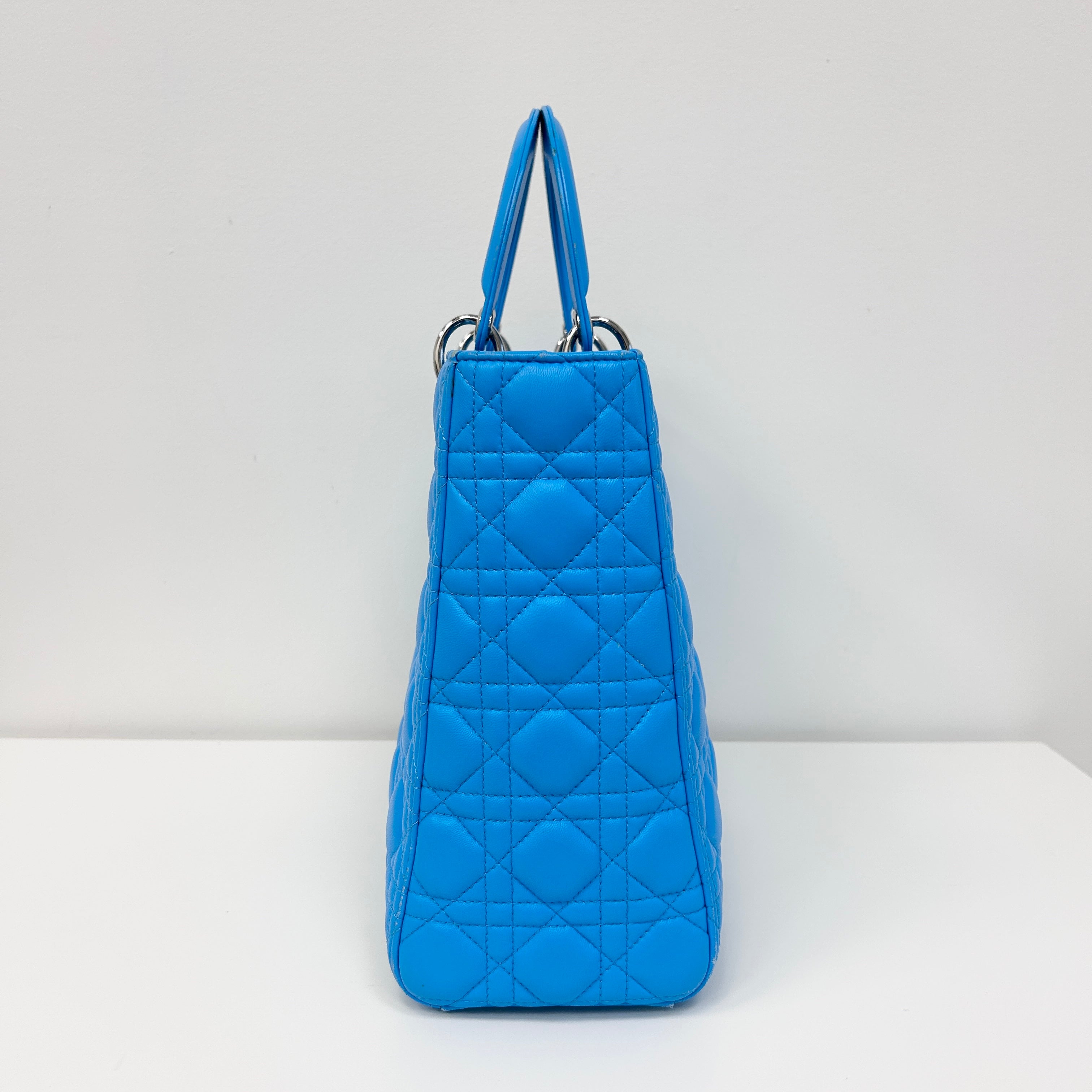 Blue Cannage Quilted Leather Large Lady Dior Bag w/SHW