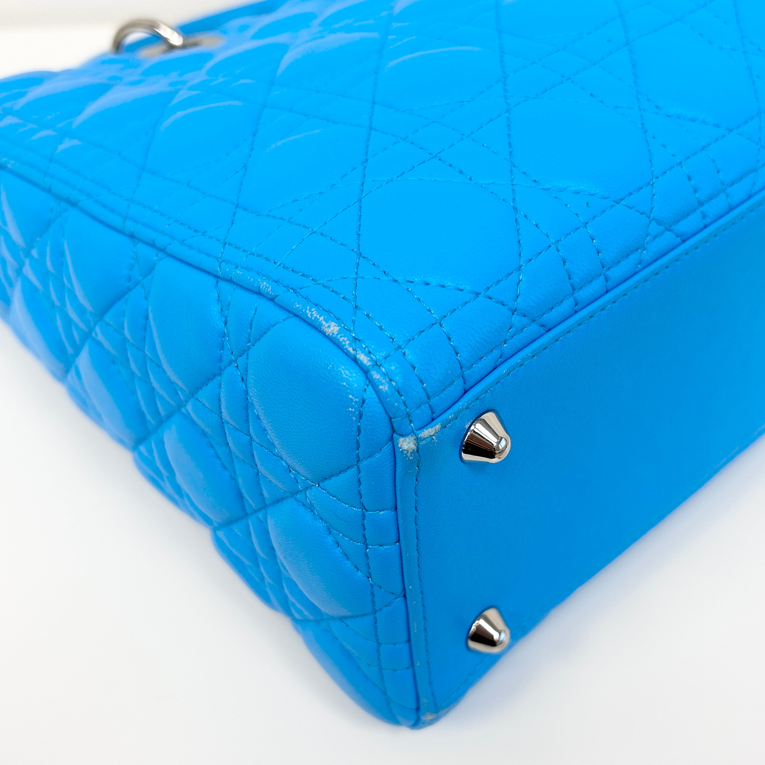 Blue Cannage Quilted Leather Large Lady Dior Bag w/SHW