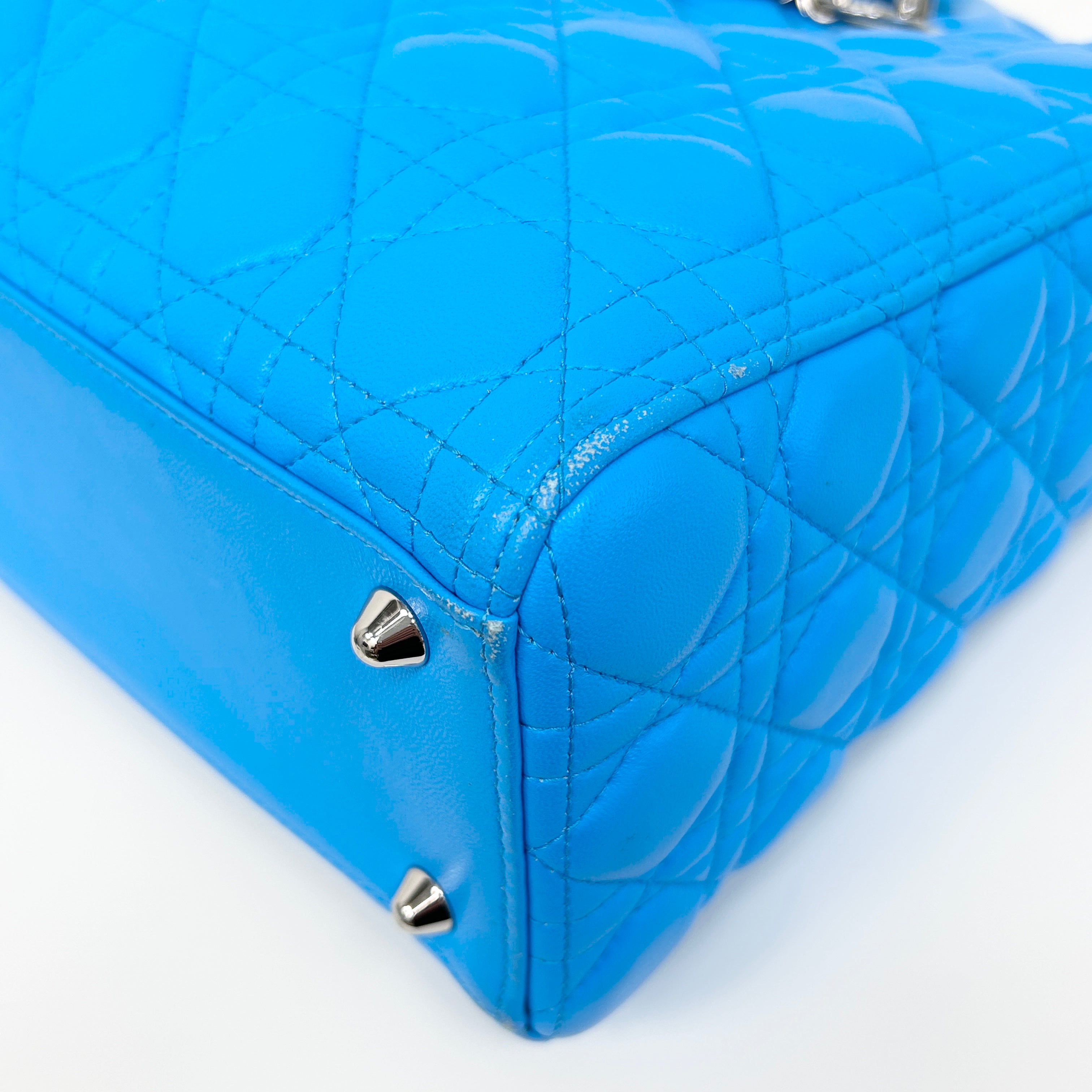 Blue Cannage Quilted Leather Large Lady Dior Bag w/SHW