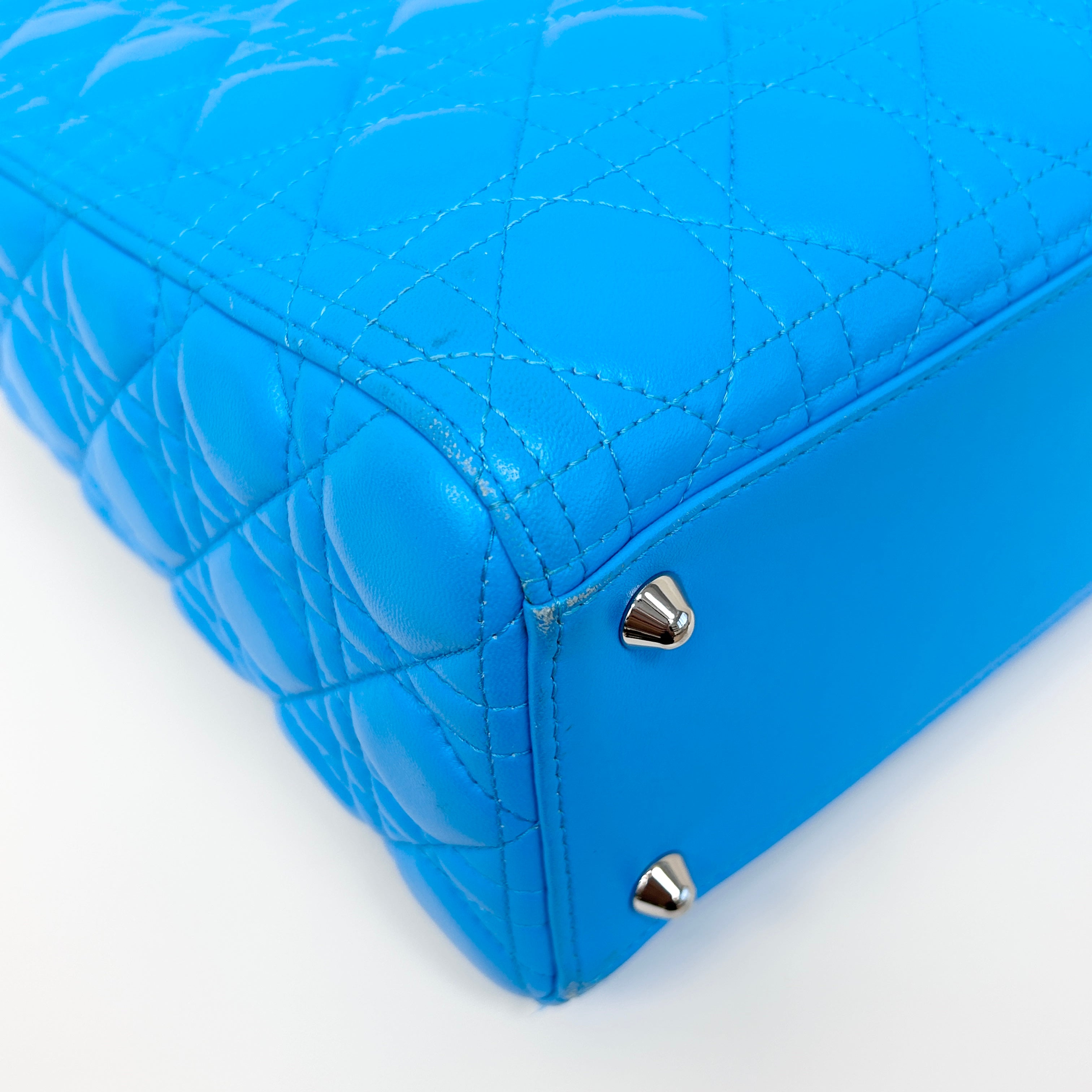Blue Cannage Quilted Leather Large Lady Dior Bag w/SHW