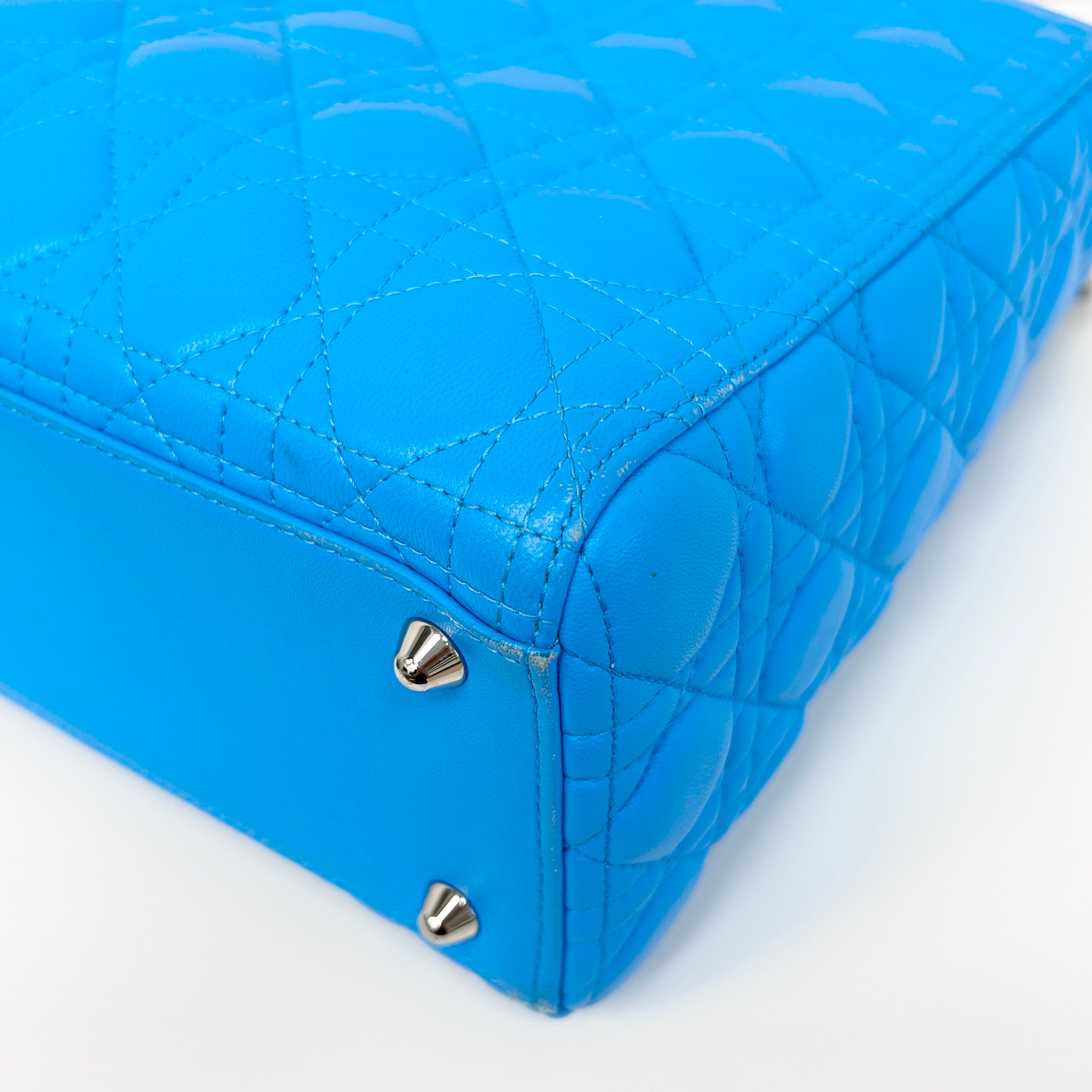 Blue Cannage Quilted Leather Large Lady Dior Bag w/SHW