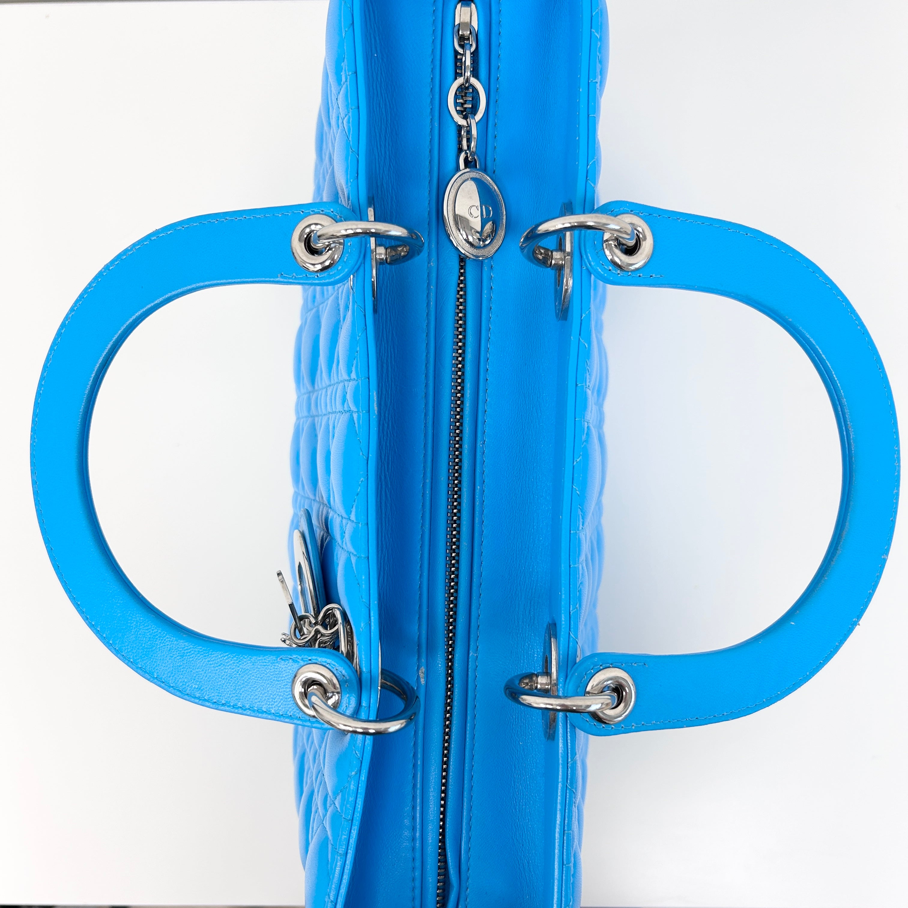 Blue Cannage Quilted Leather Large Lady Dior Bag w/SHW