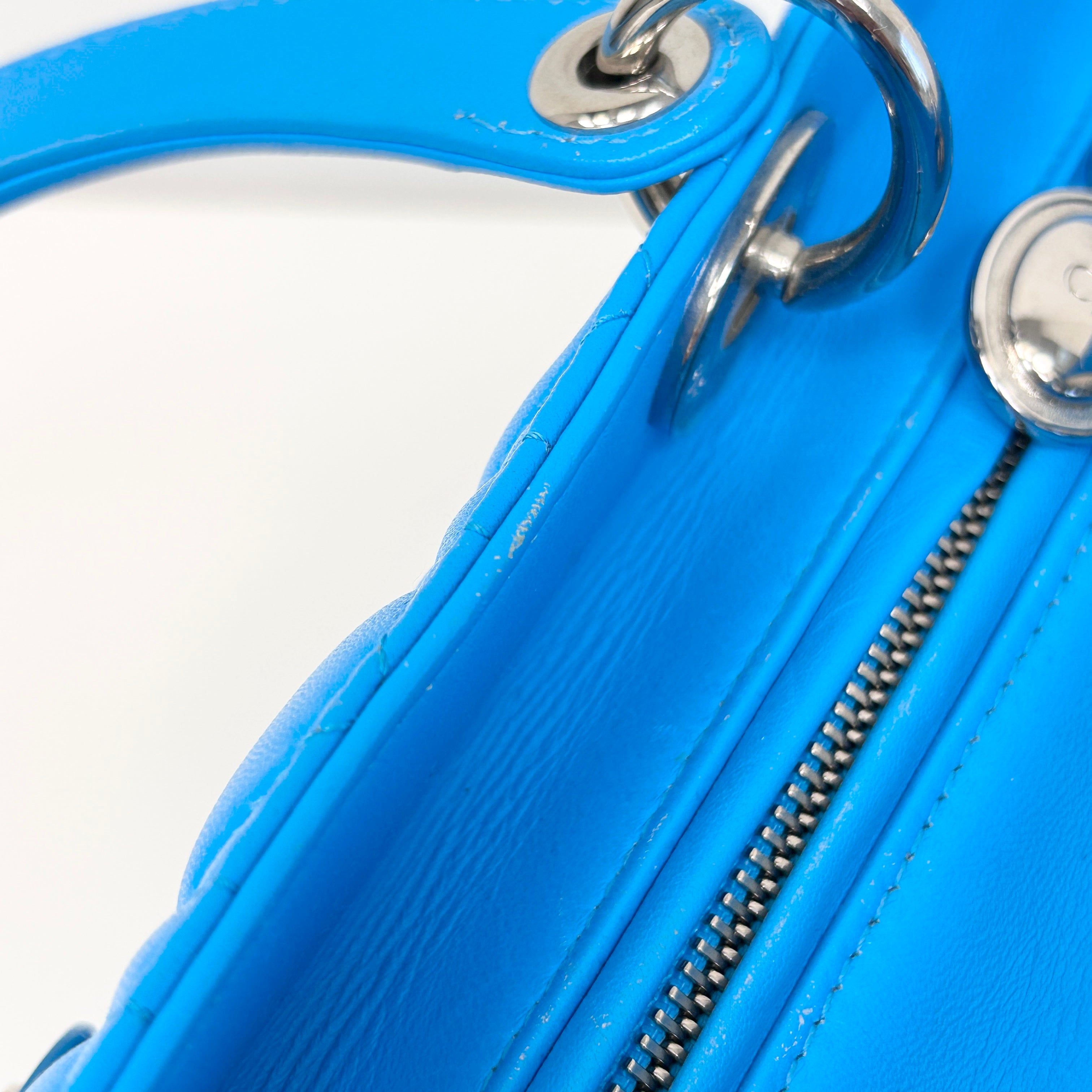 Blue Cannage Quilted Leather Large Lady Dior Bag w/SHW