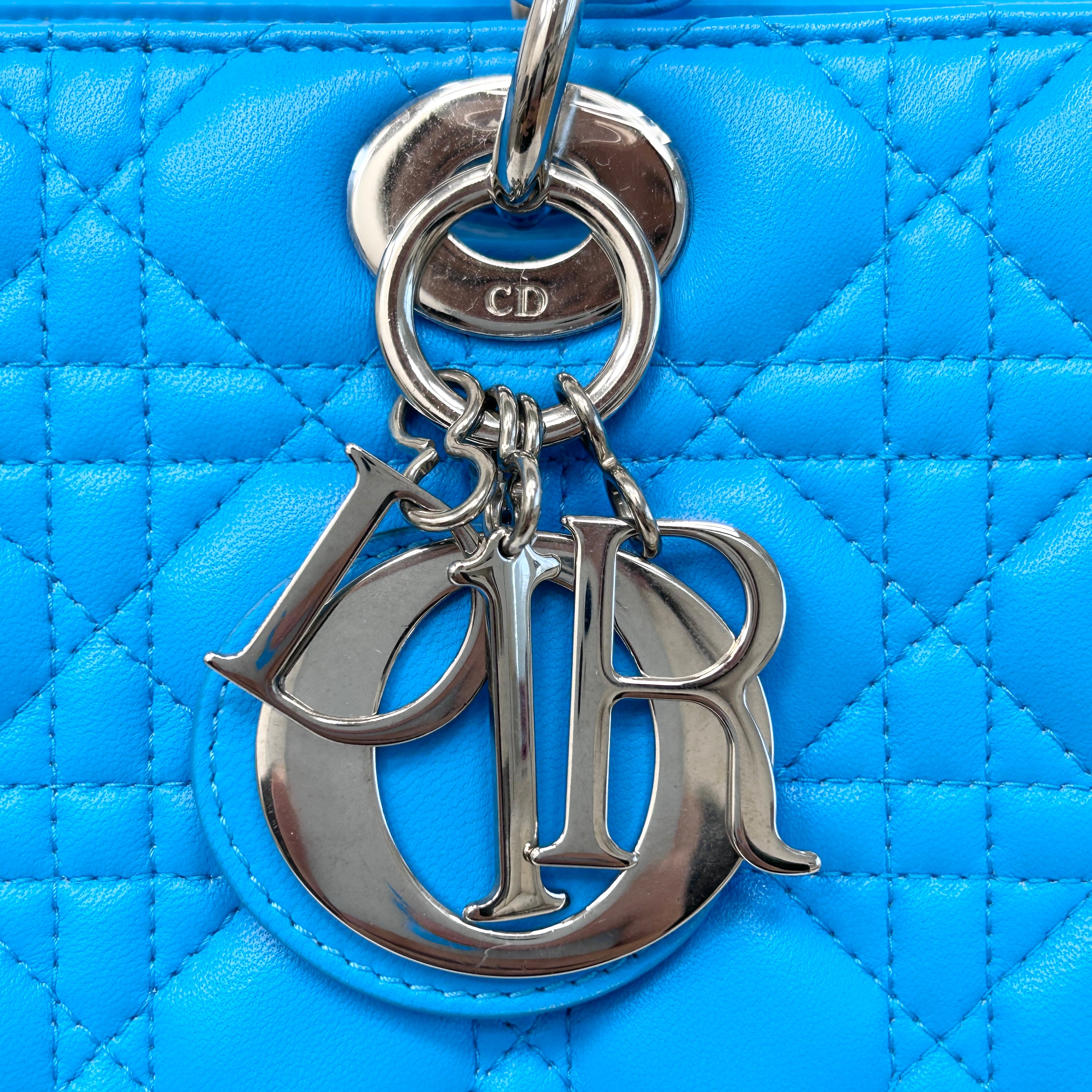 Blue Cannage Quilted Leather Large Lady Dior Bag w/SHW