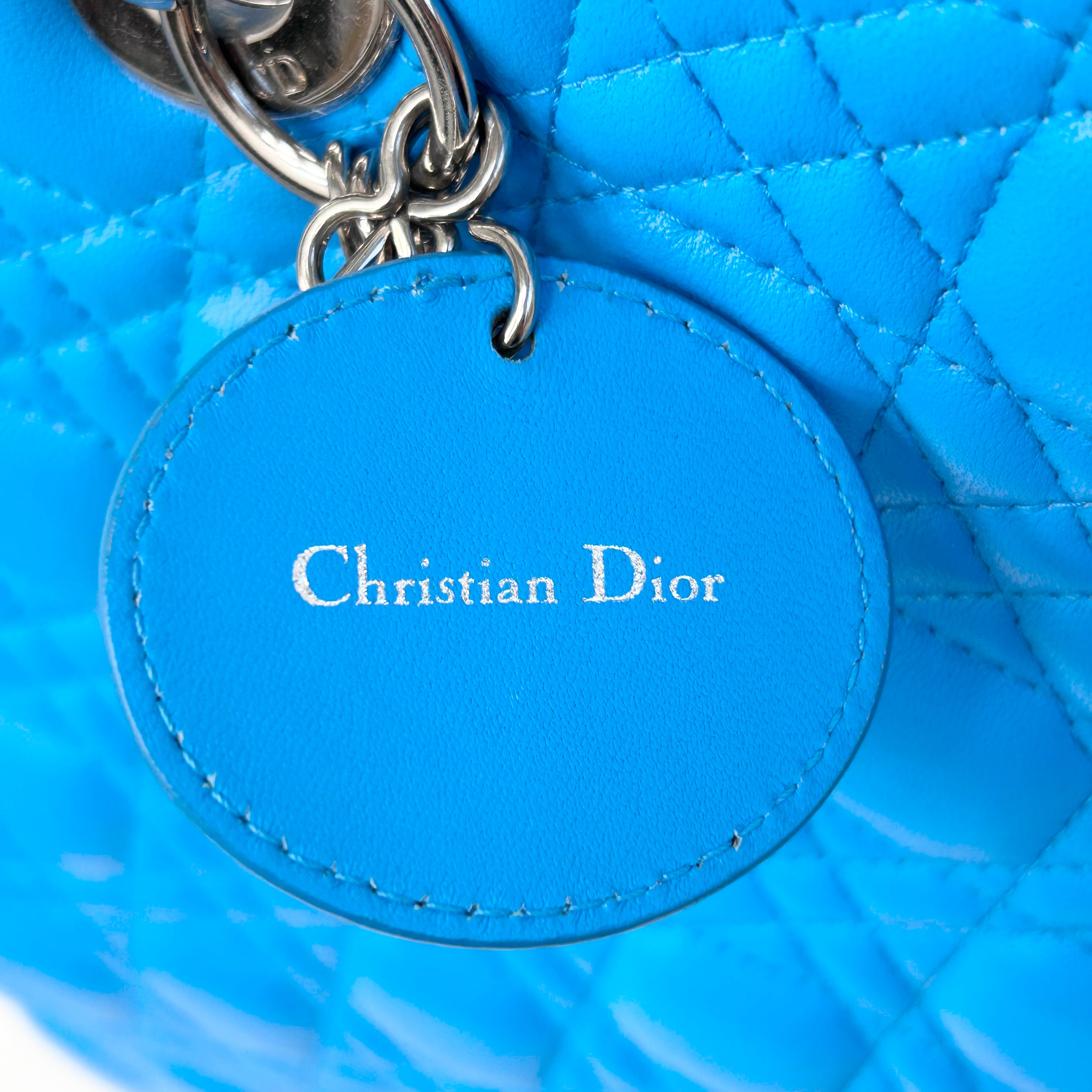 Blue Cannage Quilted Leather Large Lady Dior Bag w/SHW