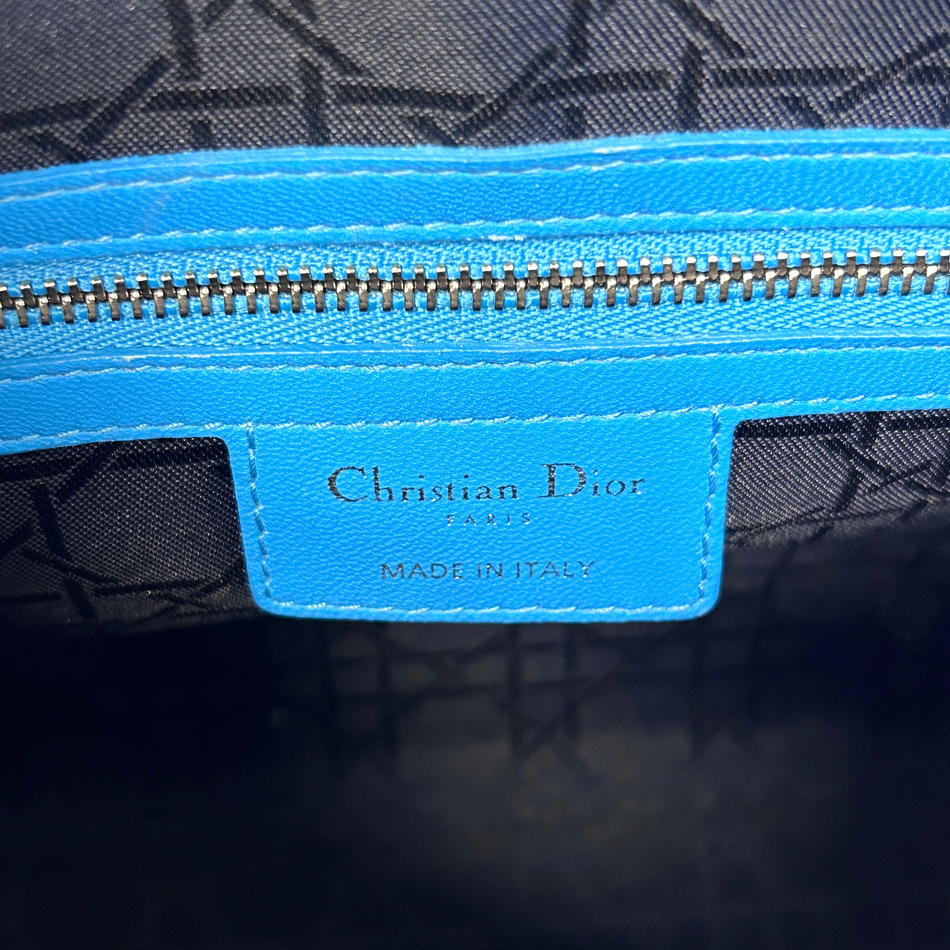 Blue Cannage Quilted Leather Large Lady Dior Bag w/SHW