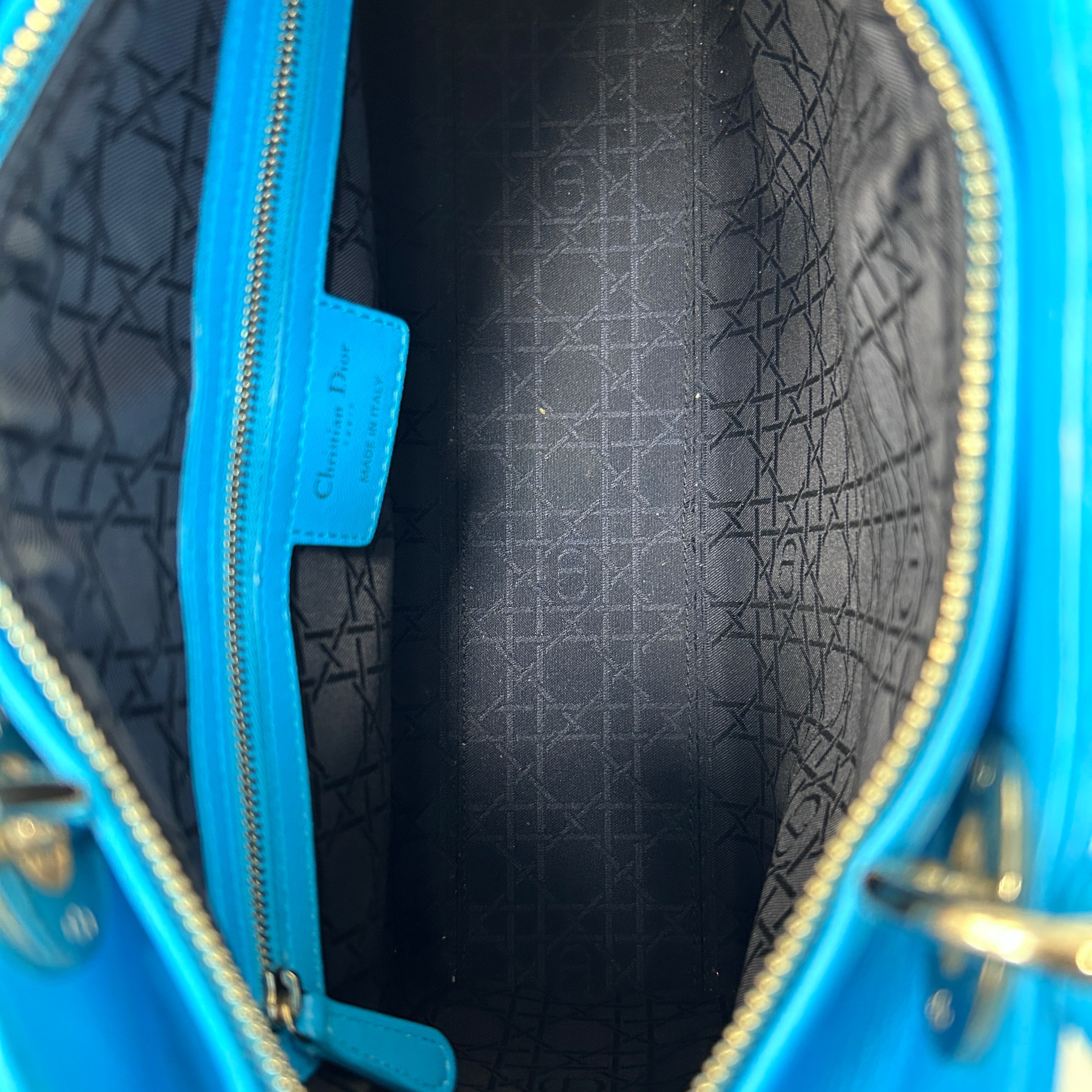 Blue Cannage Quilted Leather Large Lady Dior Bag w/SHW