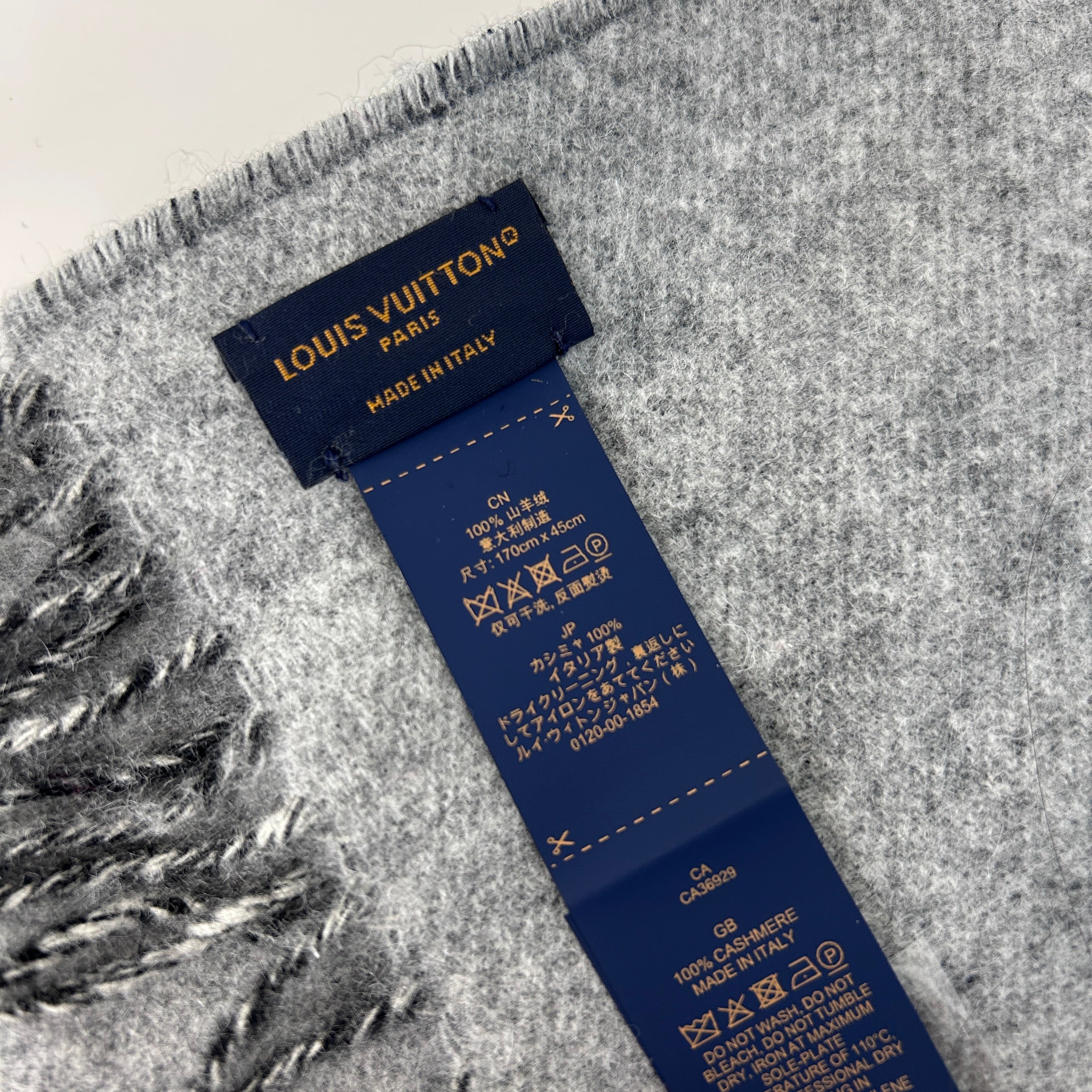 Black/Gray 100% Cashmere Monogram Reykjavik Scarf